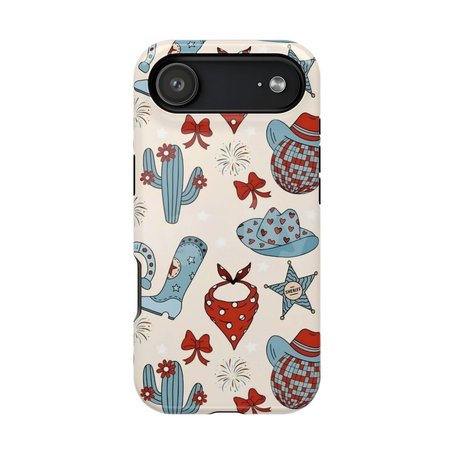 Western Country Pattern Phone Case — Cowboy Boots, Hats & Bandanas Magnetic Impact-Resistant Case
