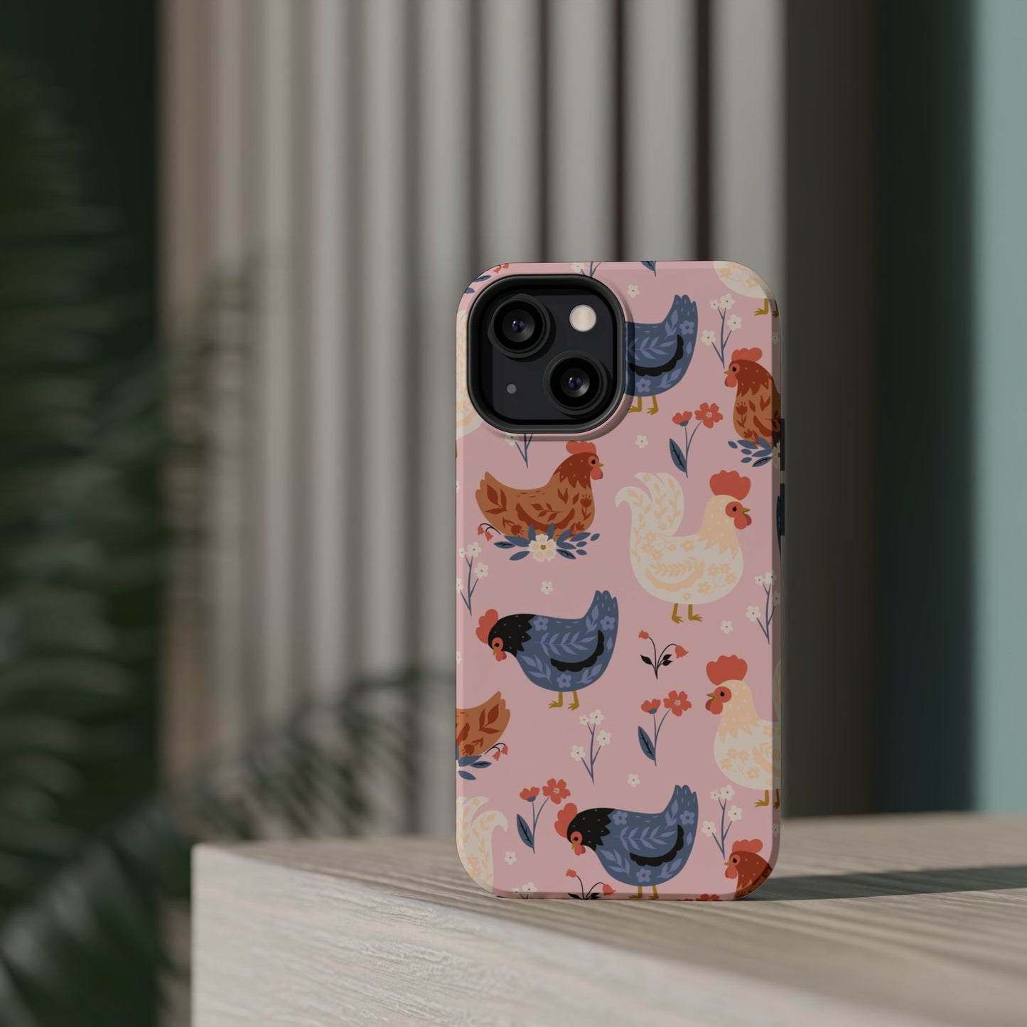 Chicken Pattern Magnetic Impact Phone Case — Cute Pastel Hen Design