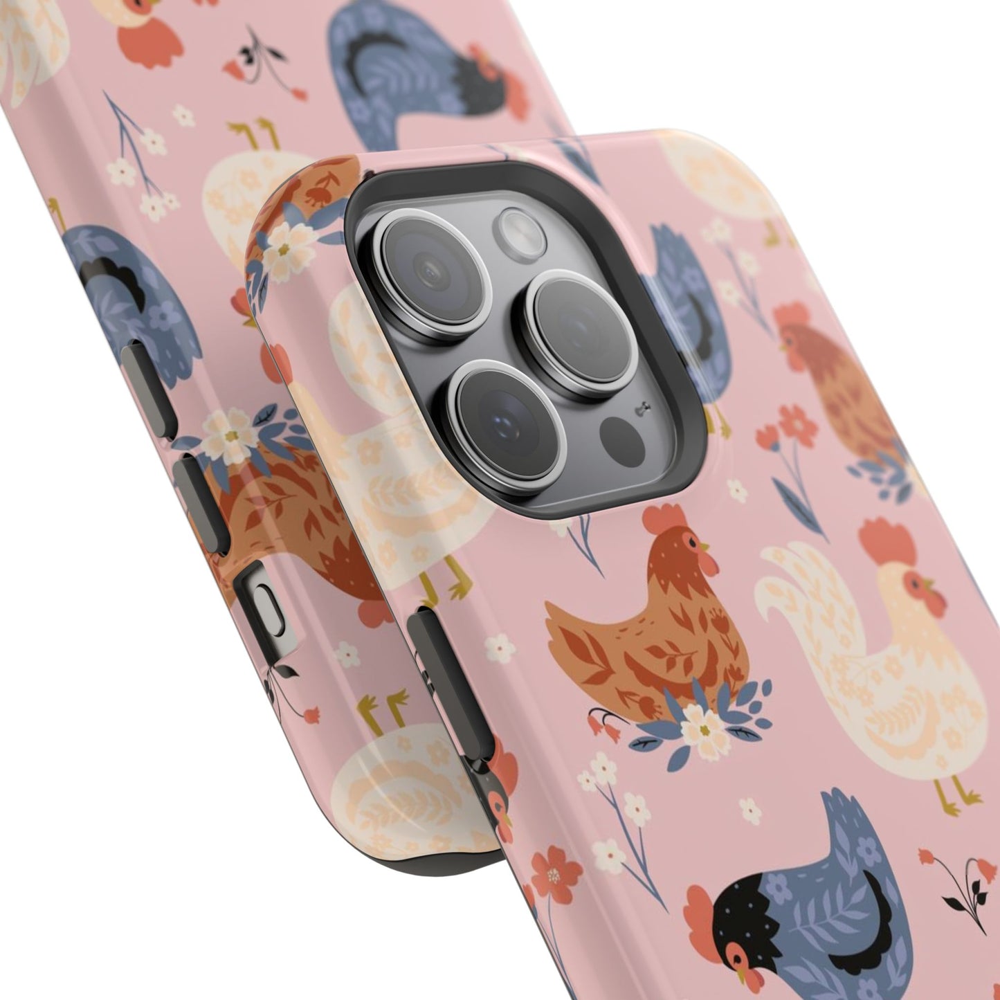 Chicken Pattern Magnetic Impact Phone Case — Cute Pastel Hen Design