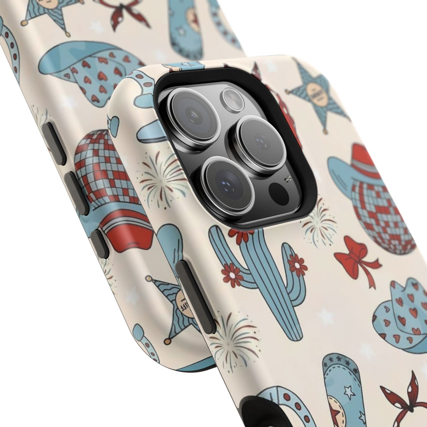 Western Country Pattern Phone Case — Cowboy Boots, Hats & Bandanas Magnetic Impact-Resistant Case