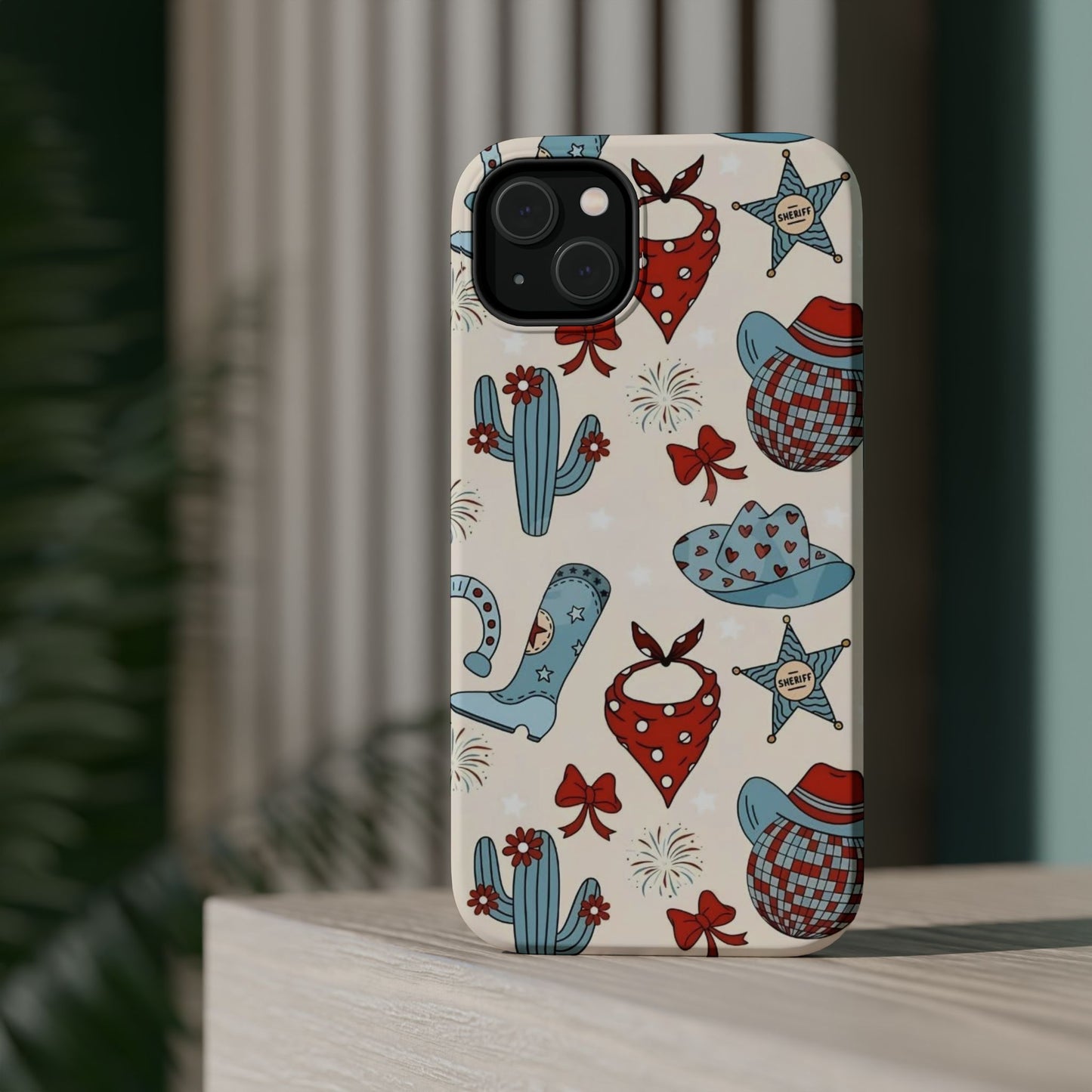 Western Country Pattern Phone Case — Cowboy Boots, Hats & Bandanas Magnetic Impact-Resistant Case