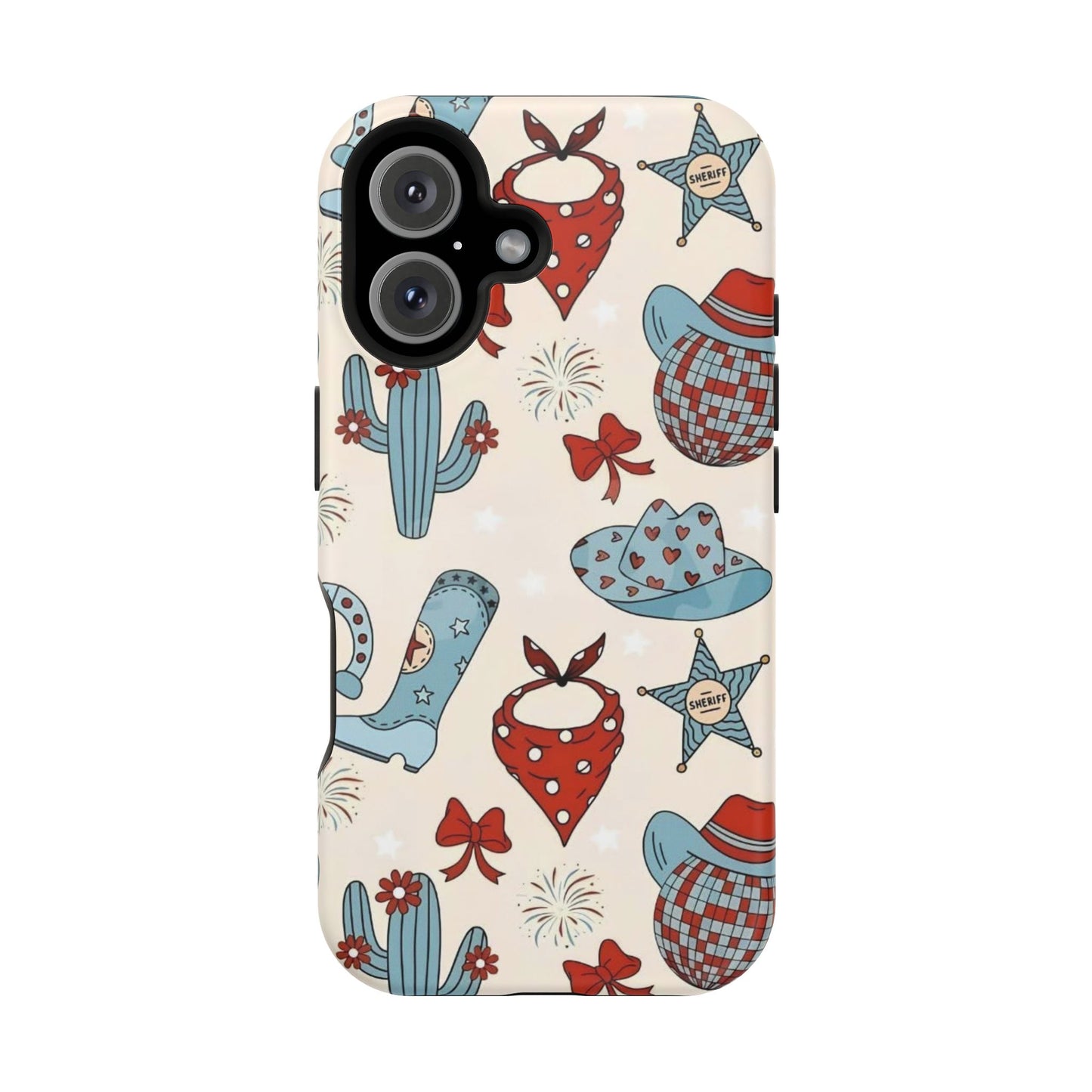 Western Country Pattern Phone Case — Cowboy Boots, Hats & Bandanas Magnetic Impact-Resistant Case