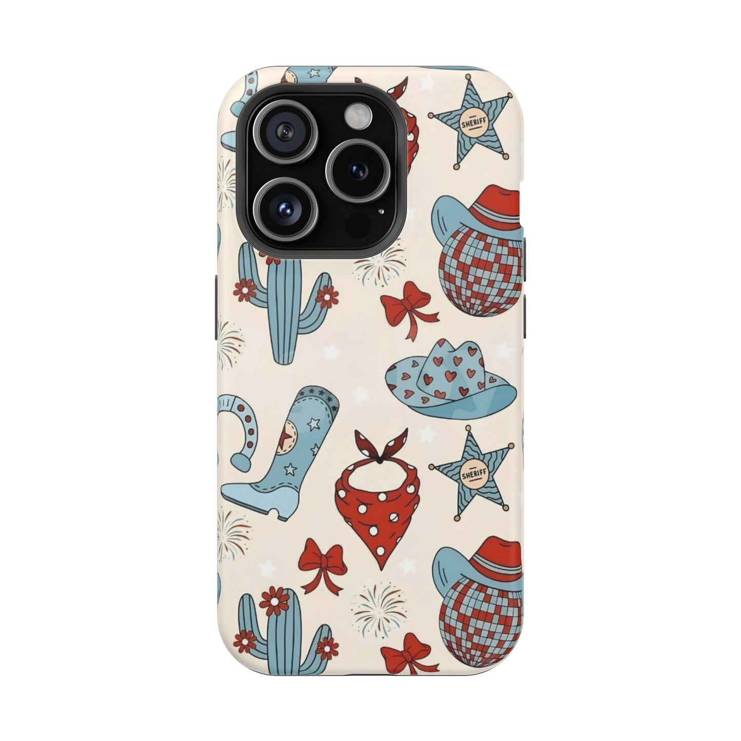 Western Country Pattern Phone Case — Cowboy Boots, Hats & Bandanas Magnetic Impact-Resistant Case