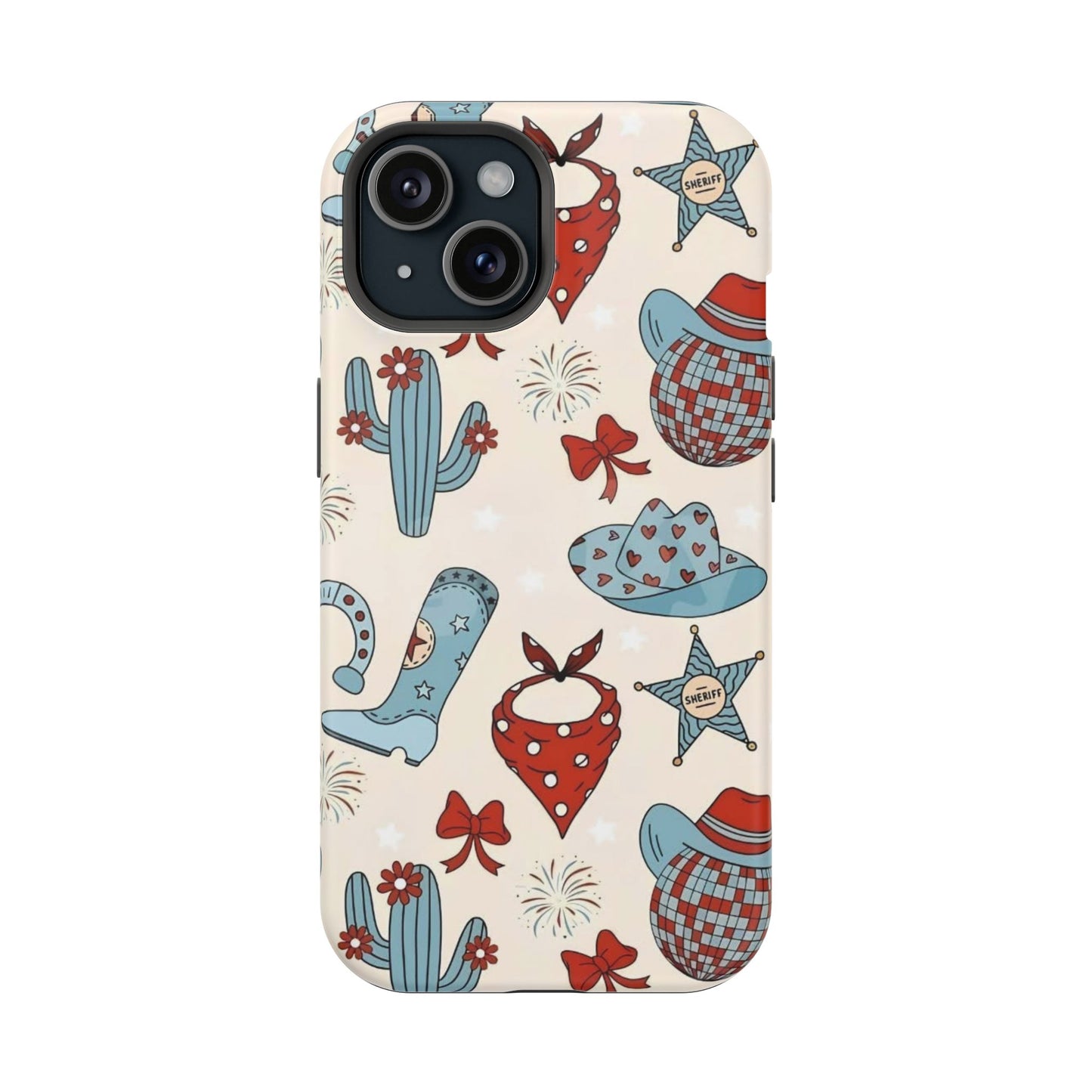 Western Country Pattern Phone Case — Cowboy Boots, Hats & Bandanas Magnetic Impact-Resistant Case