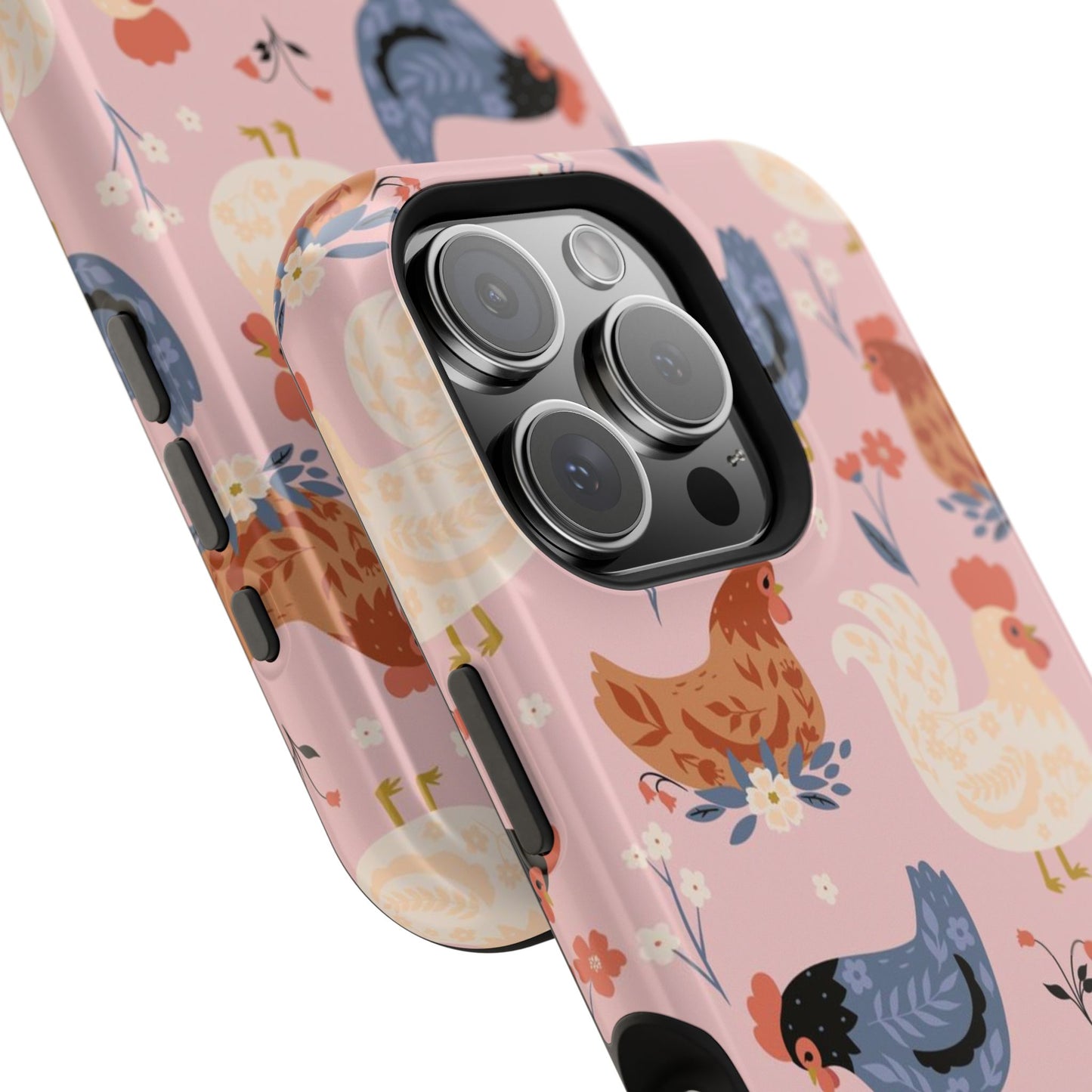 Chicken Pattern Magnetic Impact Phone Case — Cute Pastel Hen Design