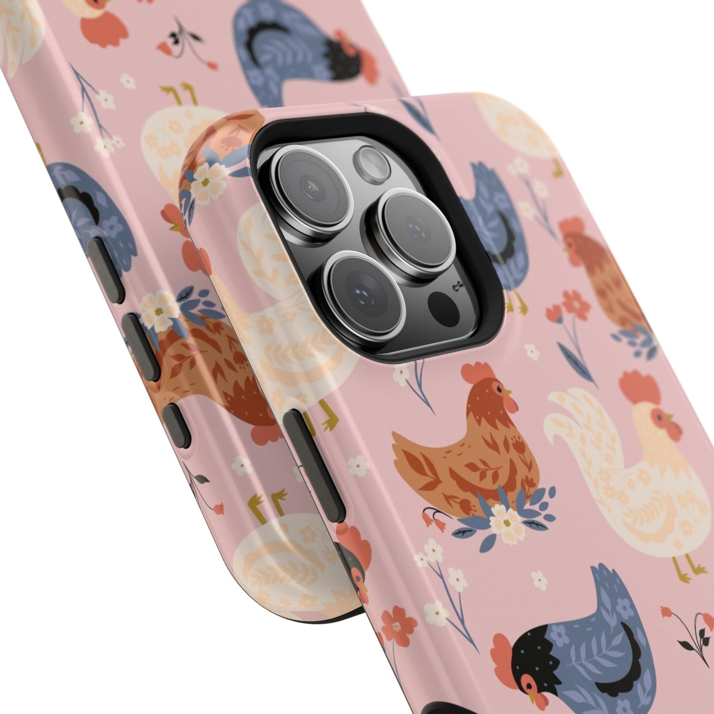 Chicken Pattern Magnetic Impact Phone Case — Cute Pastel Hen Design