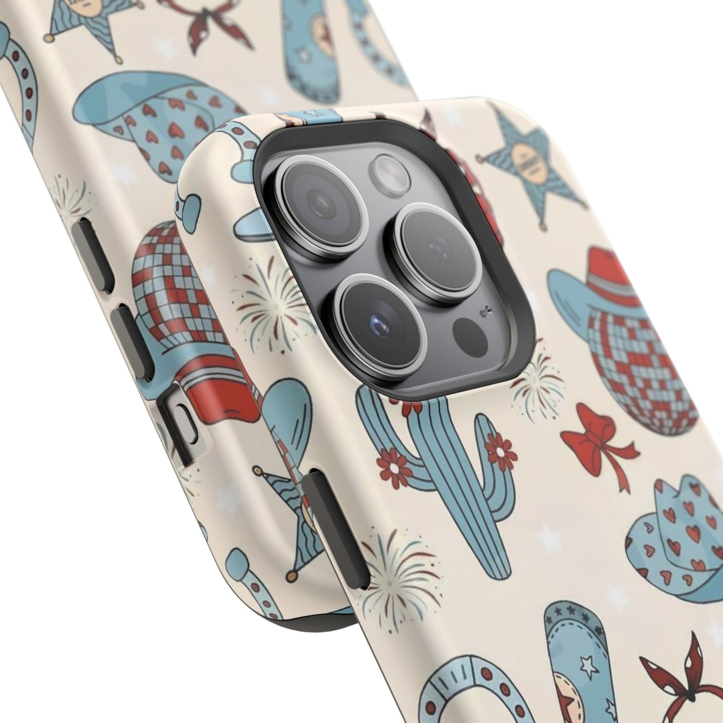 Western Country Pattern Phone Case — Cowboy Boots, Hats & Bandanas Magnetic Impact-Resistant Case