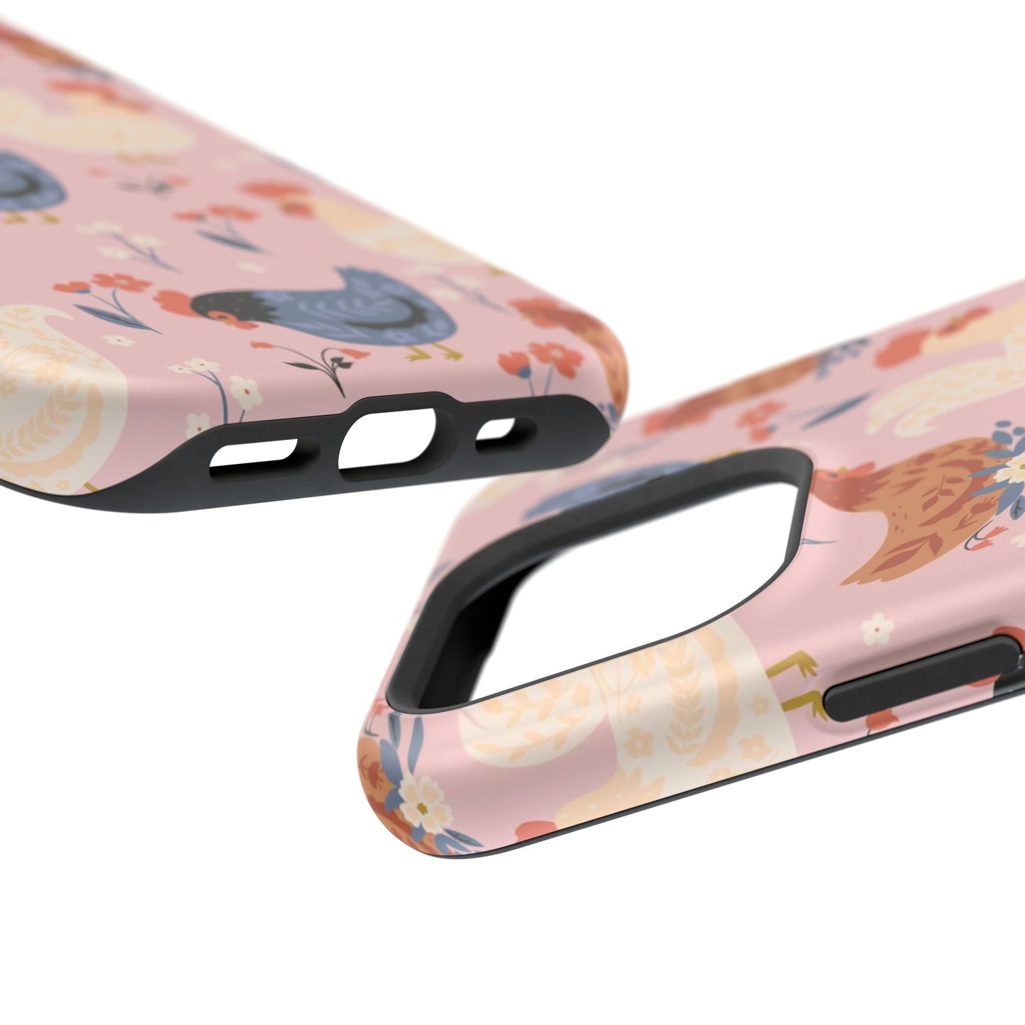 Chicken Pattern Magnetic Impact Phone Case — Cute Pastel Hen Design