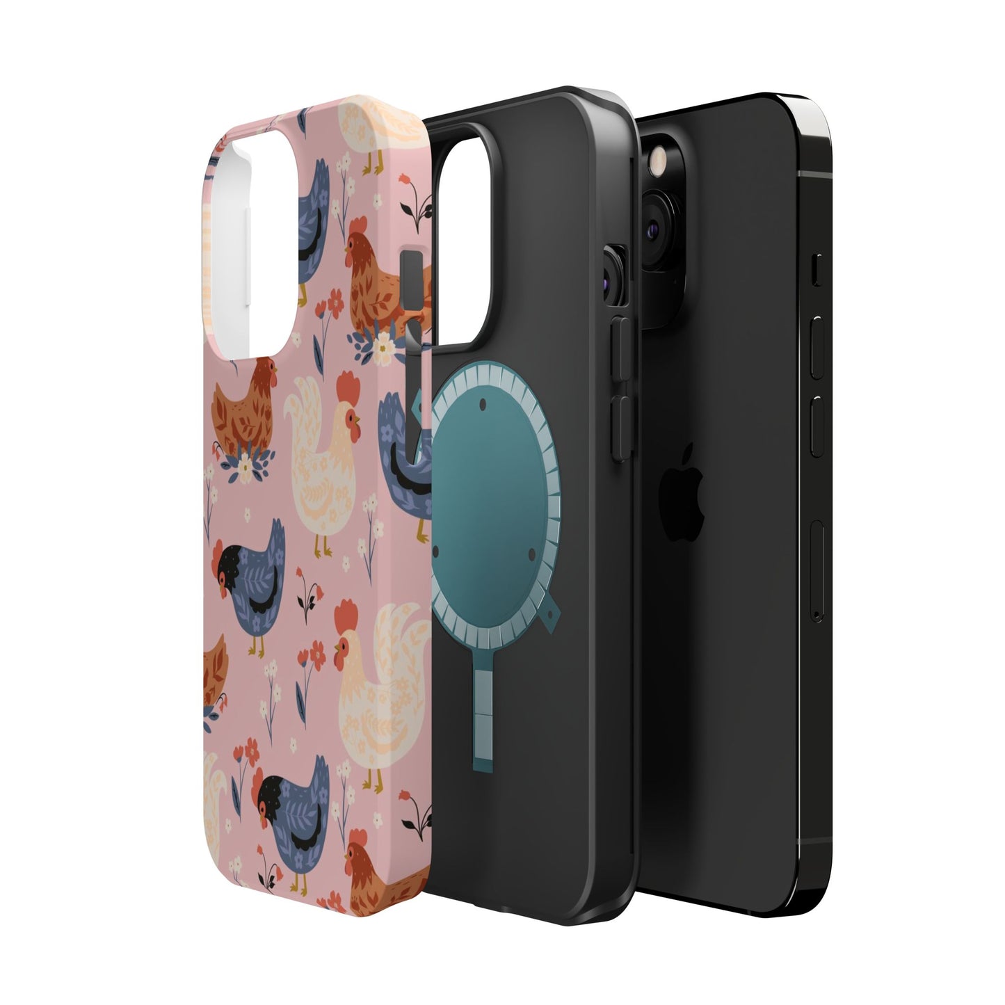 Chicken Pattern Magnetic Impact Phone Case — Cute Pastel Hen Design