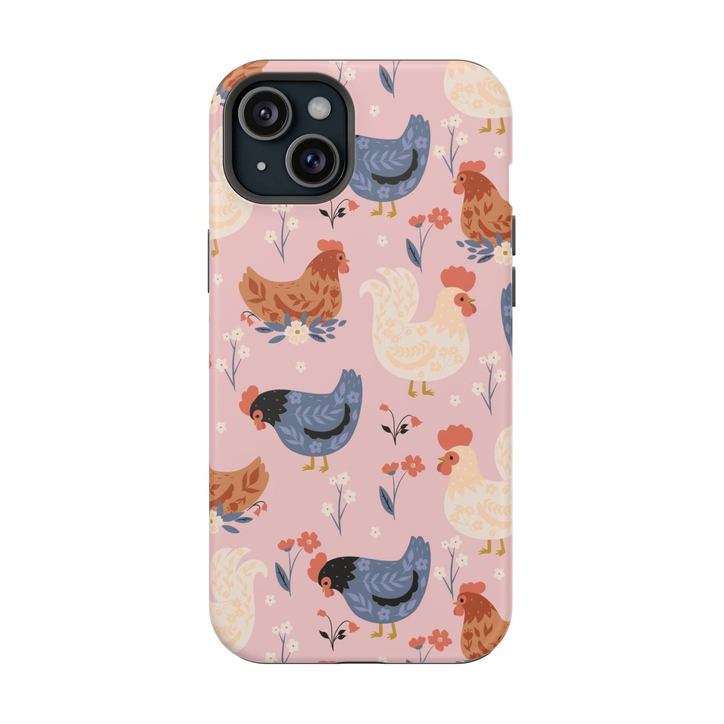 Chicken Pattern Magnetic Impact Phone Case — Cute Pastel Hen Design