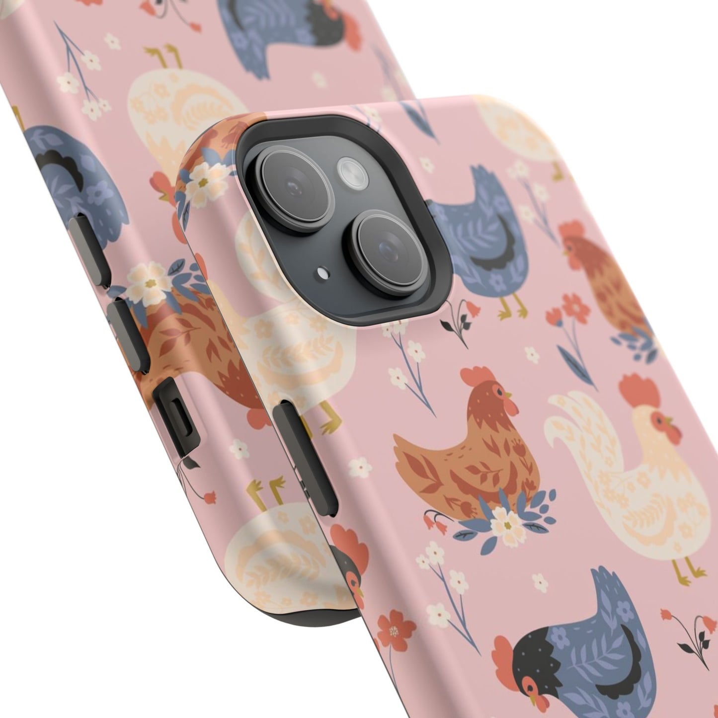 Chicken Pattern Magnetic Impact Phone Case — Cute Pastel Hen Design