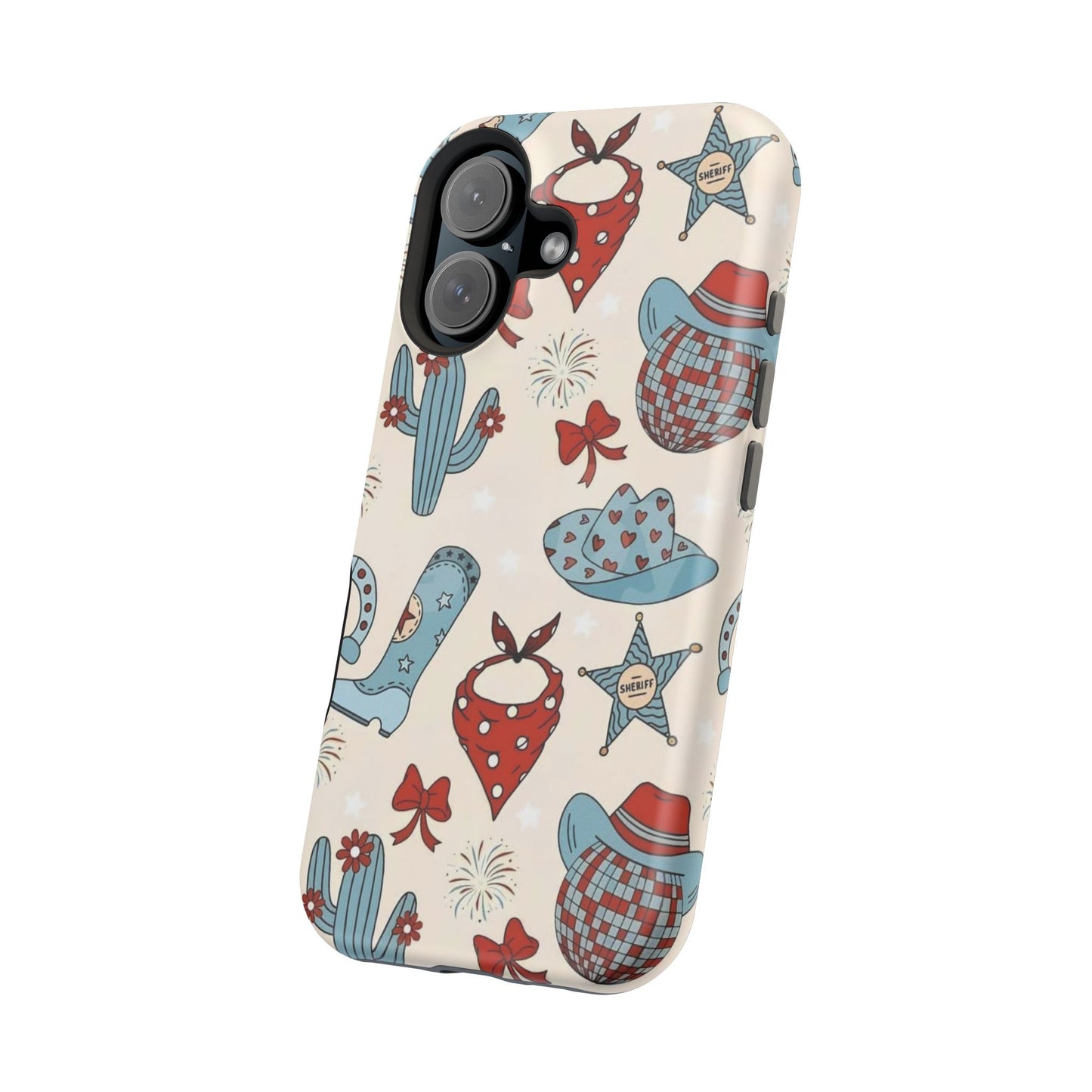 Western Country Pattern Phone Case — Cowboy Boots, Hats & Bandanas Magnetic Impact-Resistant Case
