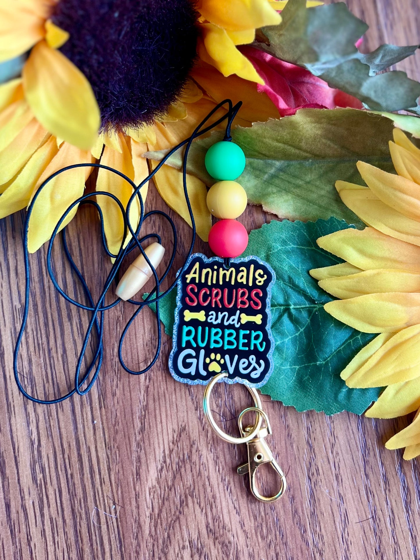 Animals Scrubs Rubber Gloves Lanyard-Elastic