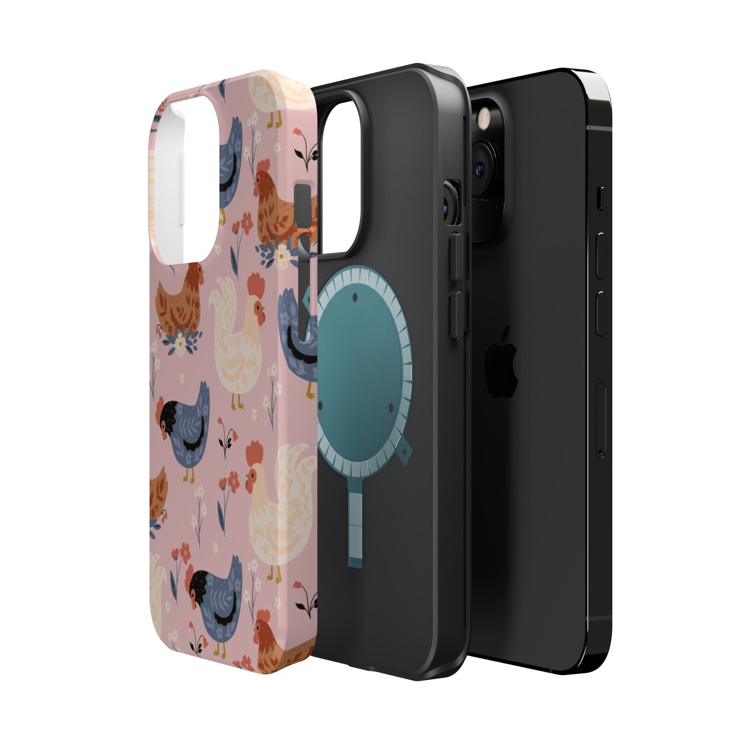 Chicken Pattern Magnetic Impact Phone Case — Cute Pastel Hen Design