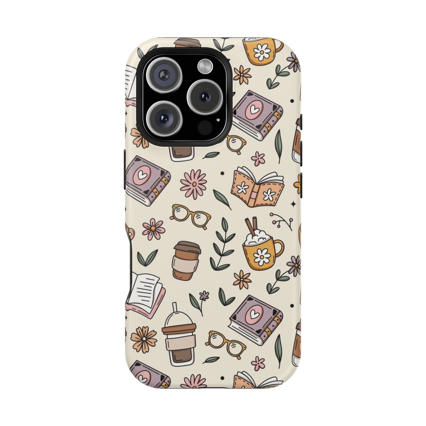 Cozy Reading Floral Phone Case — Magnetic Impact-Resistant
