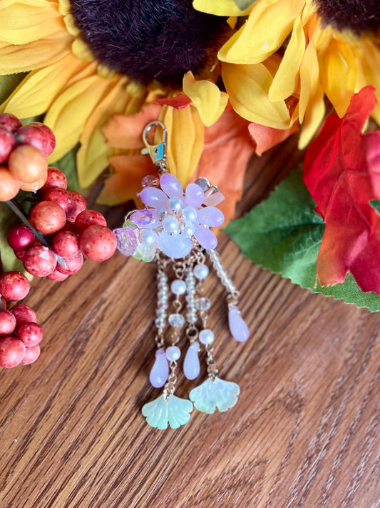 Double Sided Flower Bling Zipper Pull