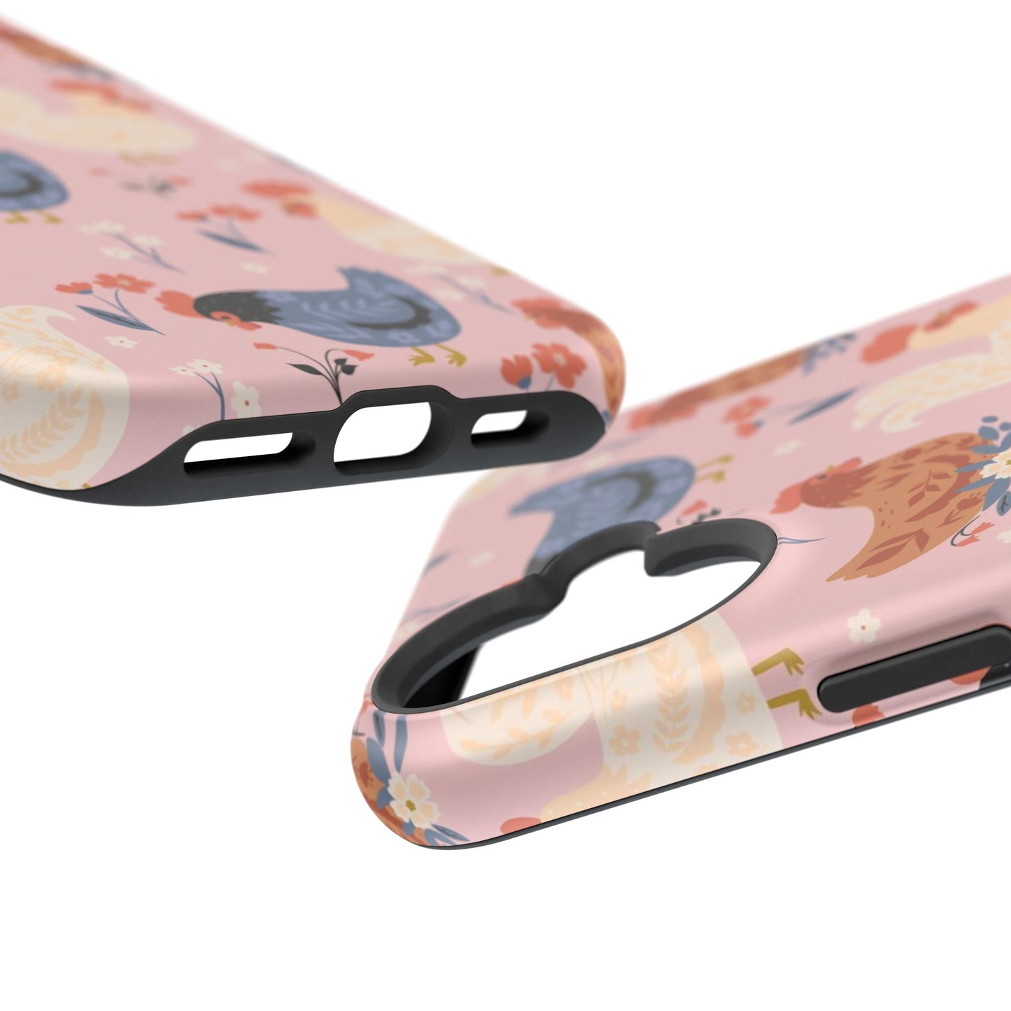 Chicken Pattern Magnetic Impact Phone Case — Cute Pastel Hen Design