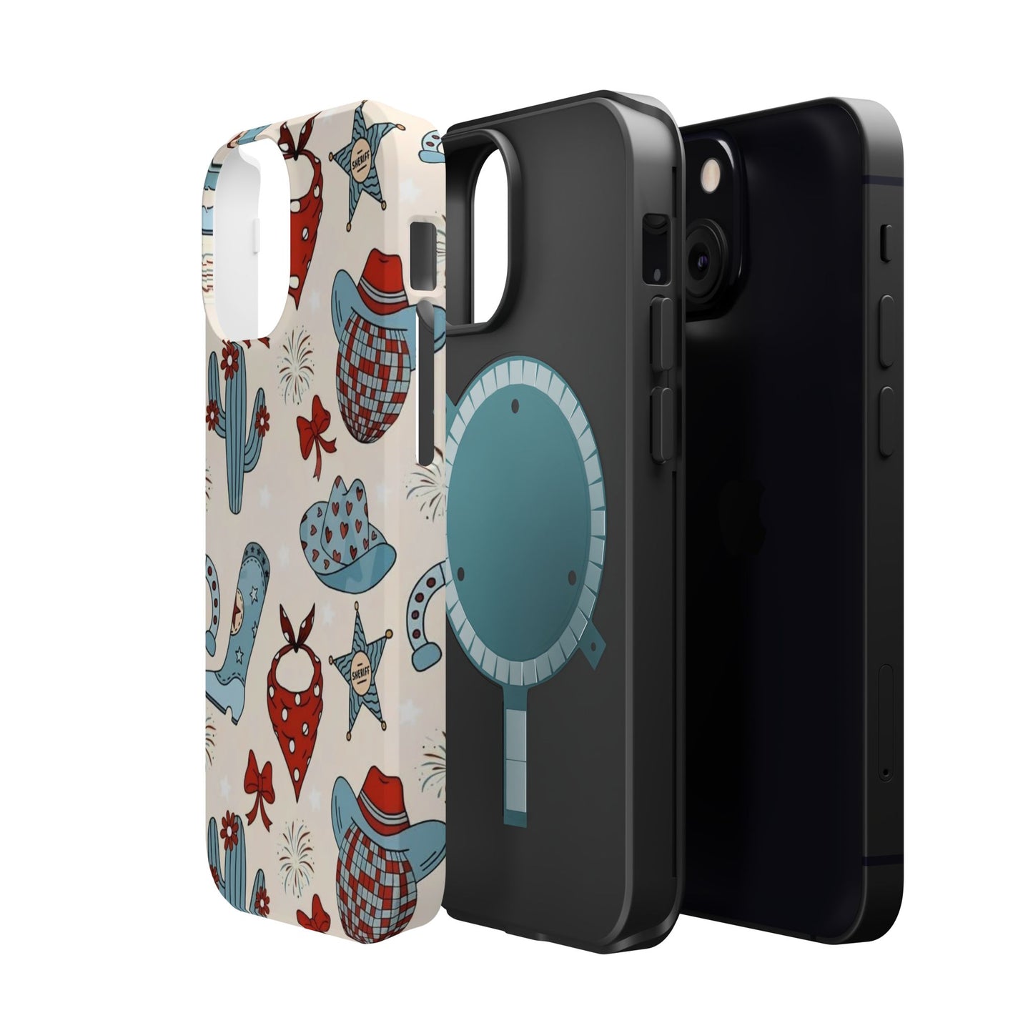 Western Country Pattern Phone Case — Cowboy Boots, Hats & Bandanas Magnetic Impact-Resistant Case