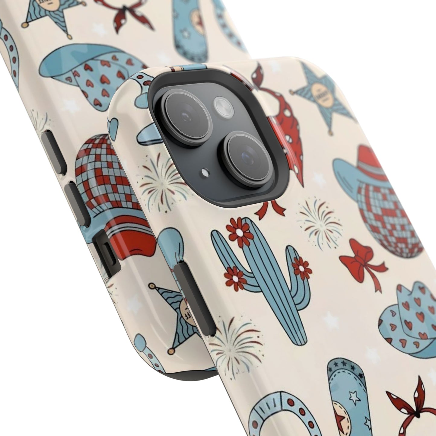 Western Country Pattern Phone Case — Cowboy Boots, Hats & Bandanas Magnetic Impact-Resistant Case