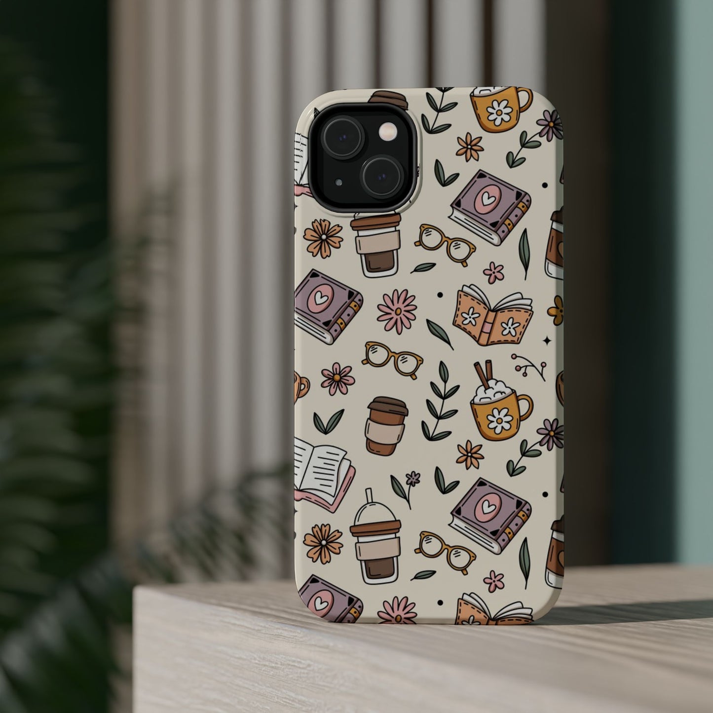 Cozy Reading Floral Phone Case — Magnetic Impact-Resistant