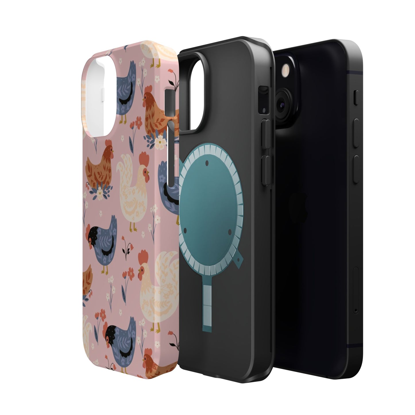 Chicken Pattern Magnetic Impact Phone Case — Cute Pastel Hen Design