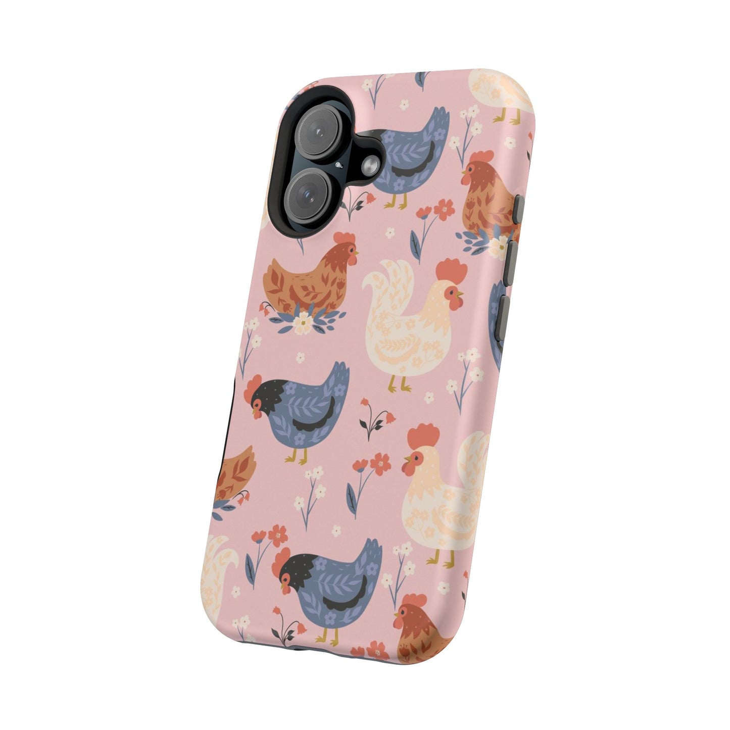 Chicken Pattern Magnetic Impact Phone Case — Cute Pastel Hen Design