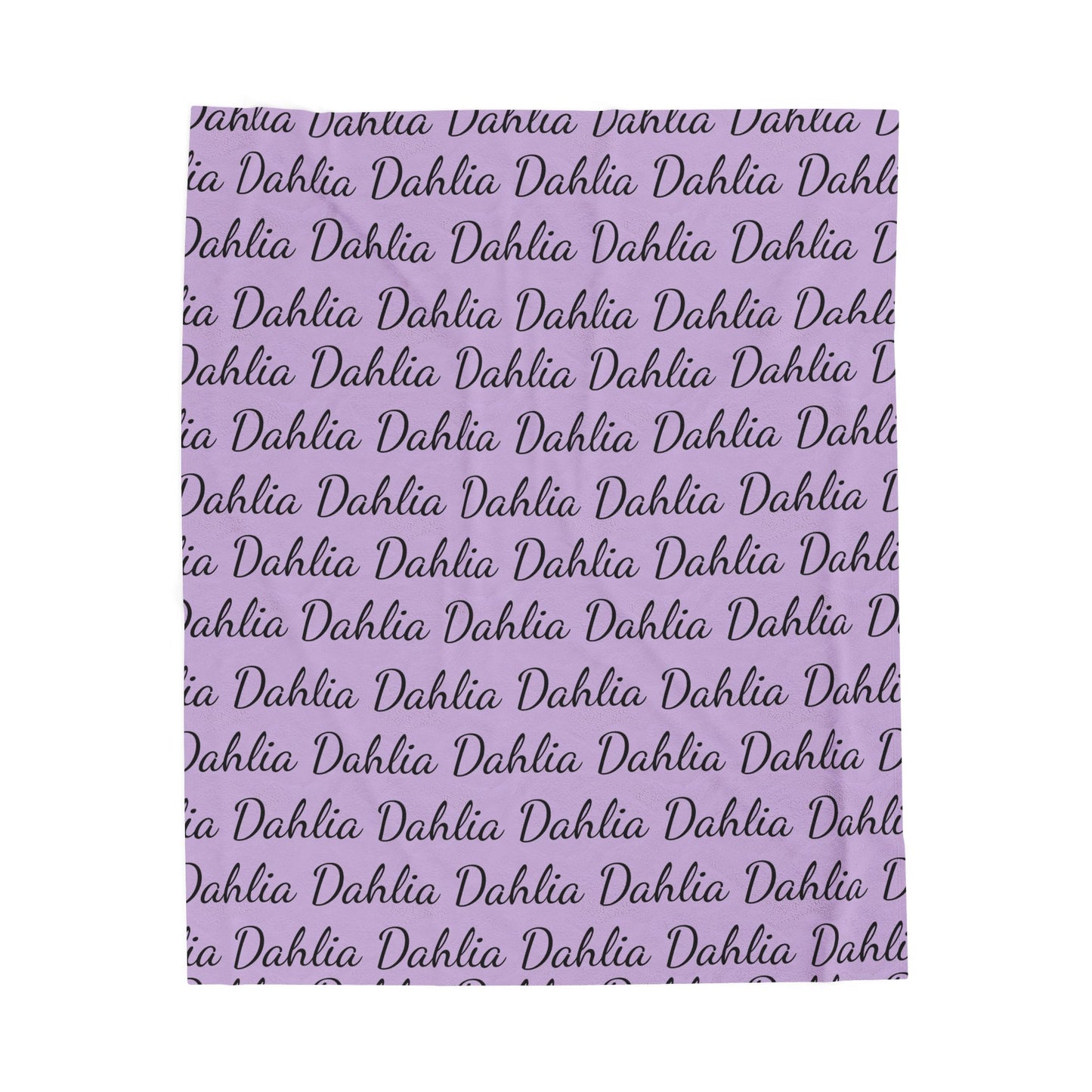 Velveteen Plush Blanket — Lavender Script 'Dahlia' Personalized Throw