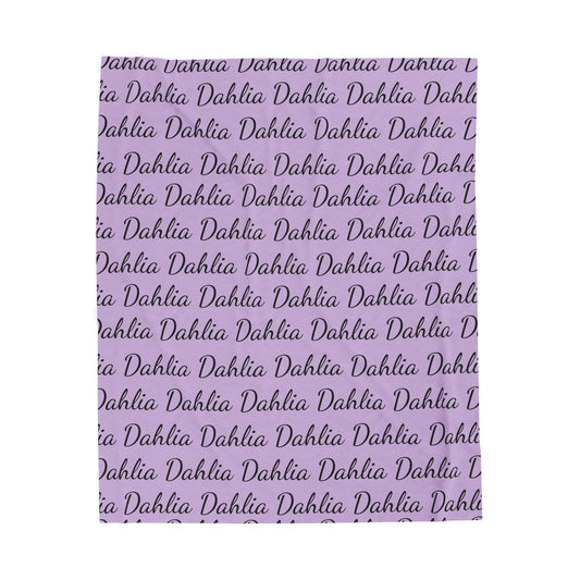 Velveteen Plush Blanket — Lavender Script 'Dahlia' Personalized Throw