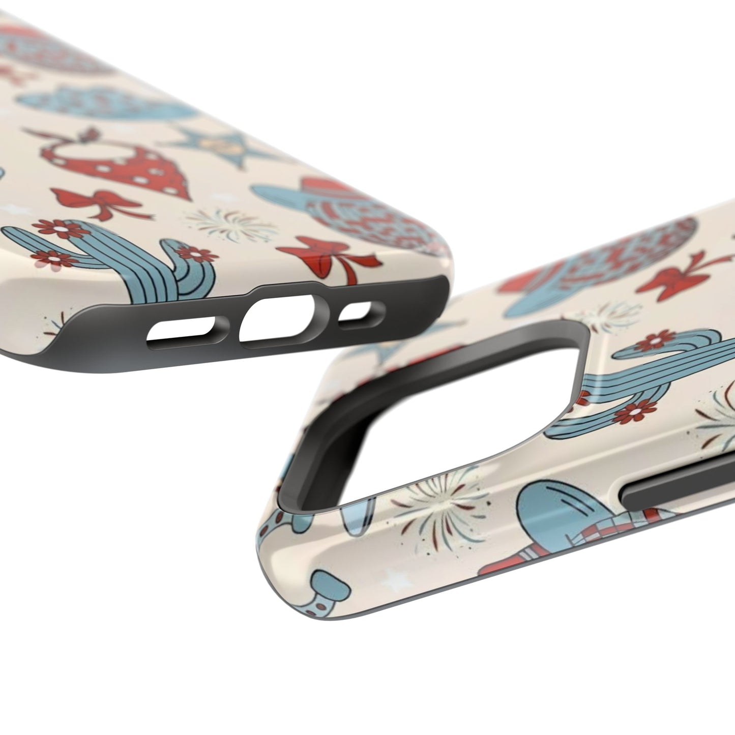 Western Country Pattern Phone Case — Cowboy Boots, Hats & Bandanas Magnetic Impact-Resistant Case