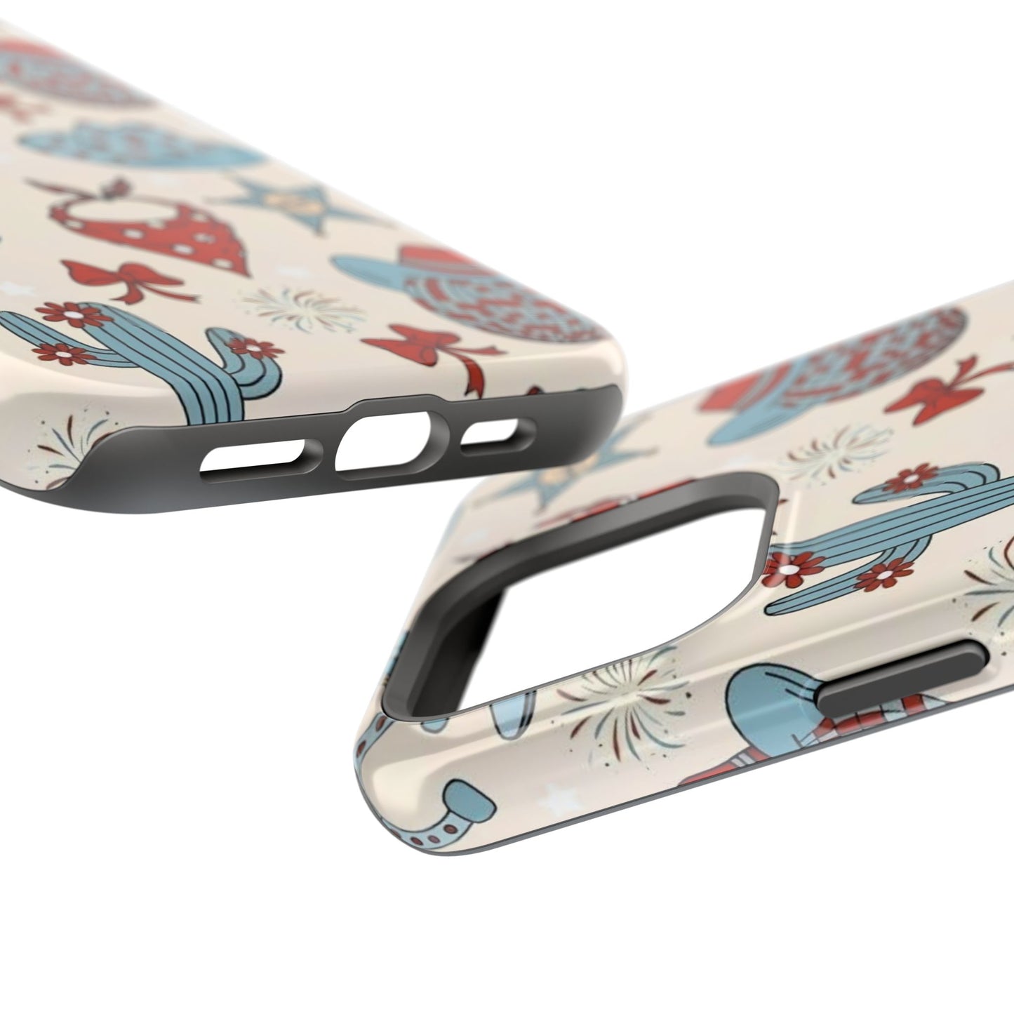 Western Country Pattern Phone Case — Cowboy Boots, Hats & Bandanas Magnetic Impact-Resistant Case
