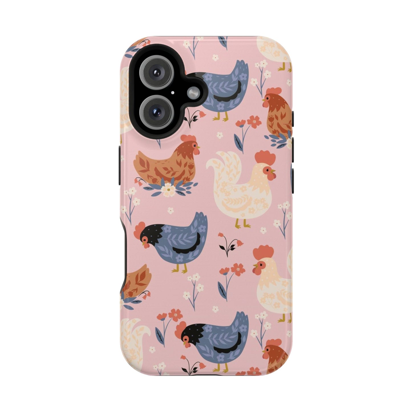 Chicken Pattern Magnetic Impact Phone Case — Cute Pastel Hen Design