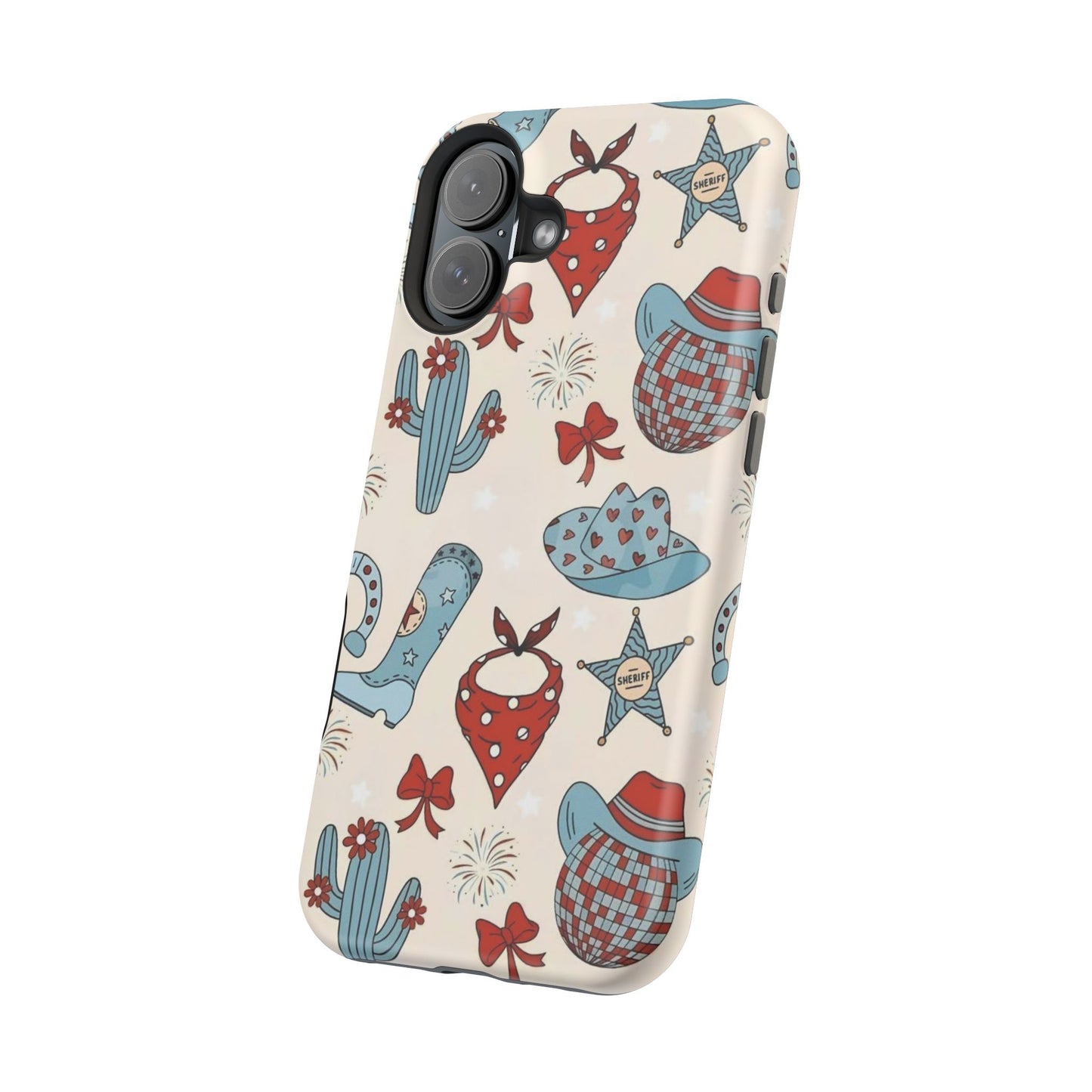 Western Country Pattern Phone Case — Cowboy Boots, Hats & Bandanas Magnetic Impact-Resistant Case