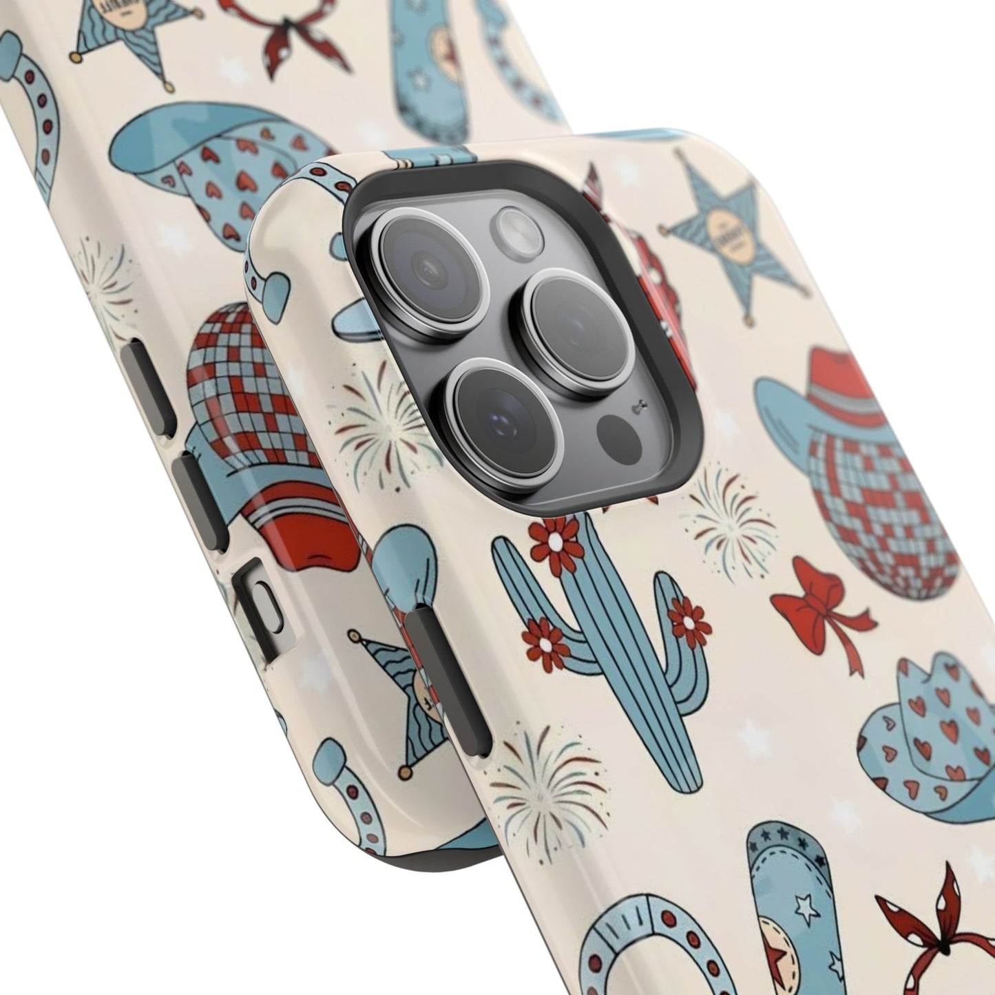 Western Country Pattern Phone Case — Cowboy Boots, Hats & Bandanas Magnetic Impact-Resistant Case