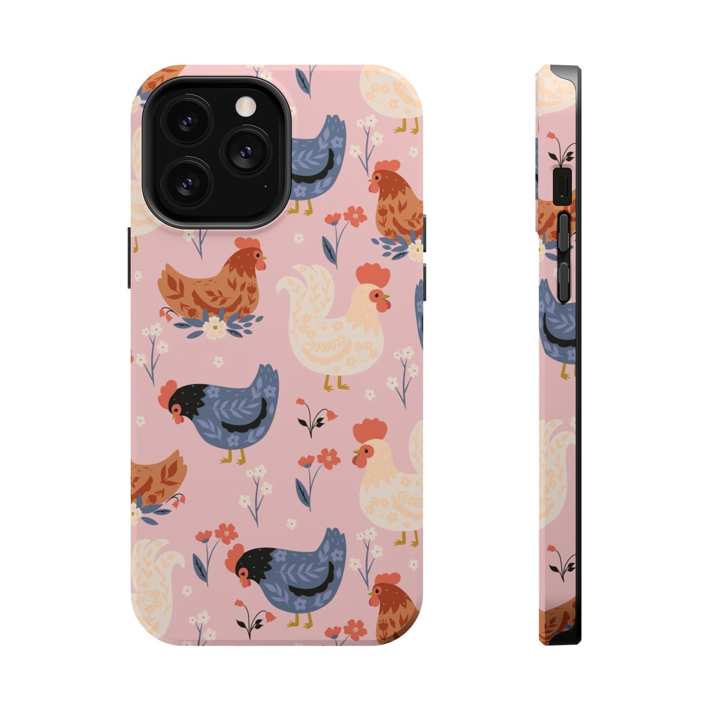 Chicken Pattern Magnetic Impact Phone Case — Cute Pastel Hen Design
