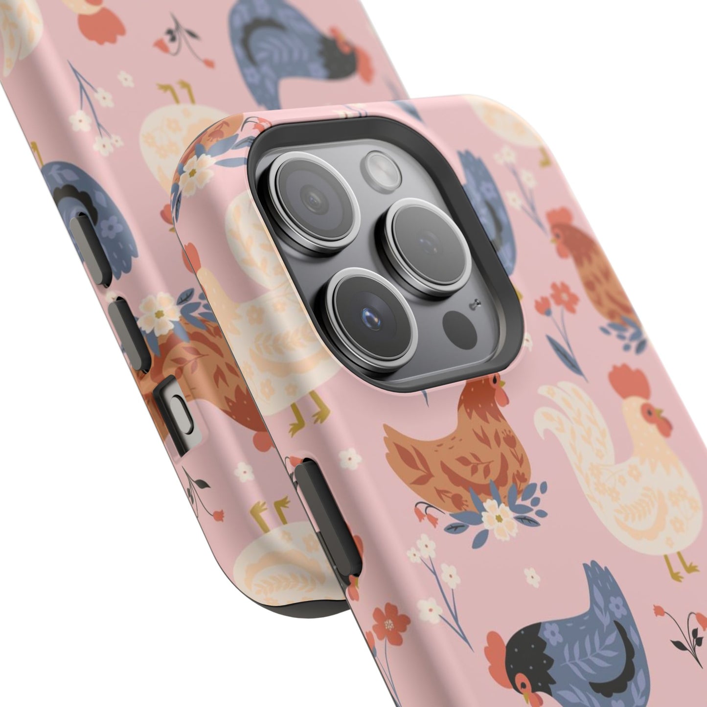 Chicken Pattern Magnetic Impact Phone Case — Cute Pastel Hen Design