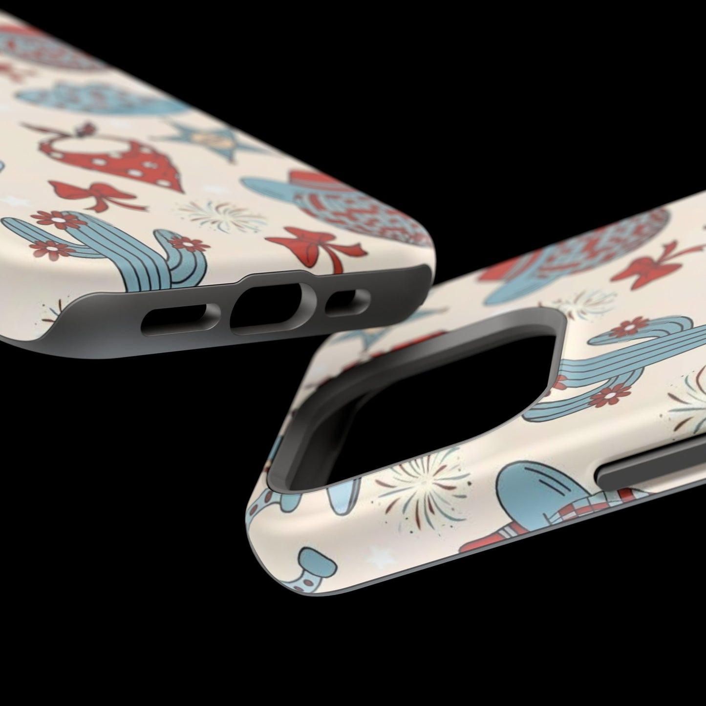 Western Country Pattern Phone Case — Cowboy Boots, Hats & Bandanas Magnetic Impact-Resistant Case