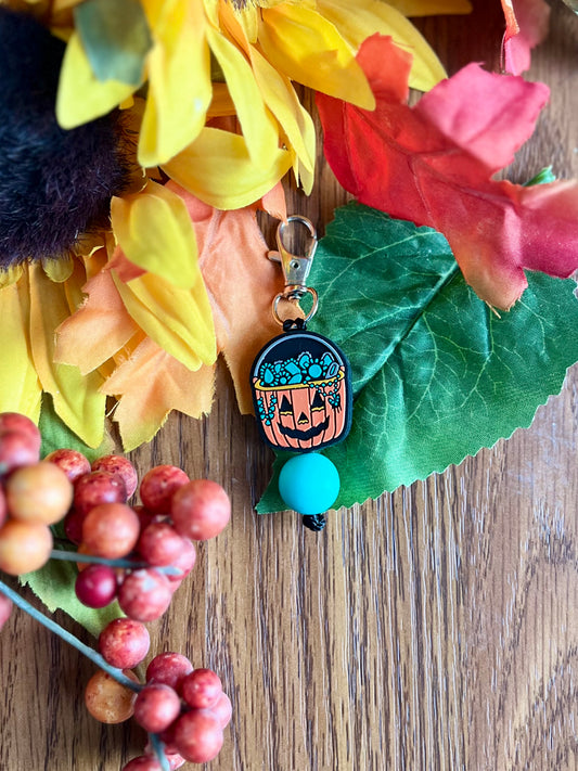 Turquoise Pumpkin Bucket Zipper Pull
