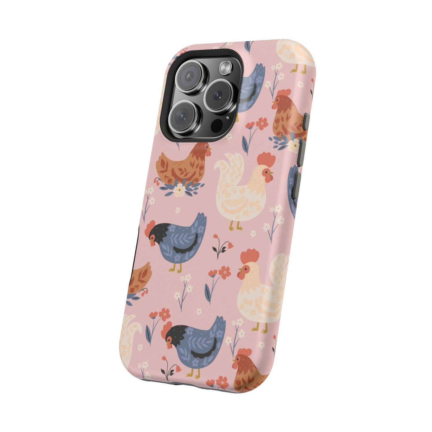 Chicken Pattern Magnetic Impact Phone Case — Cute Pastel Hen Design