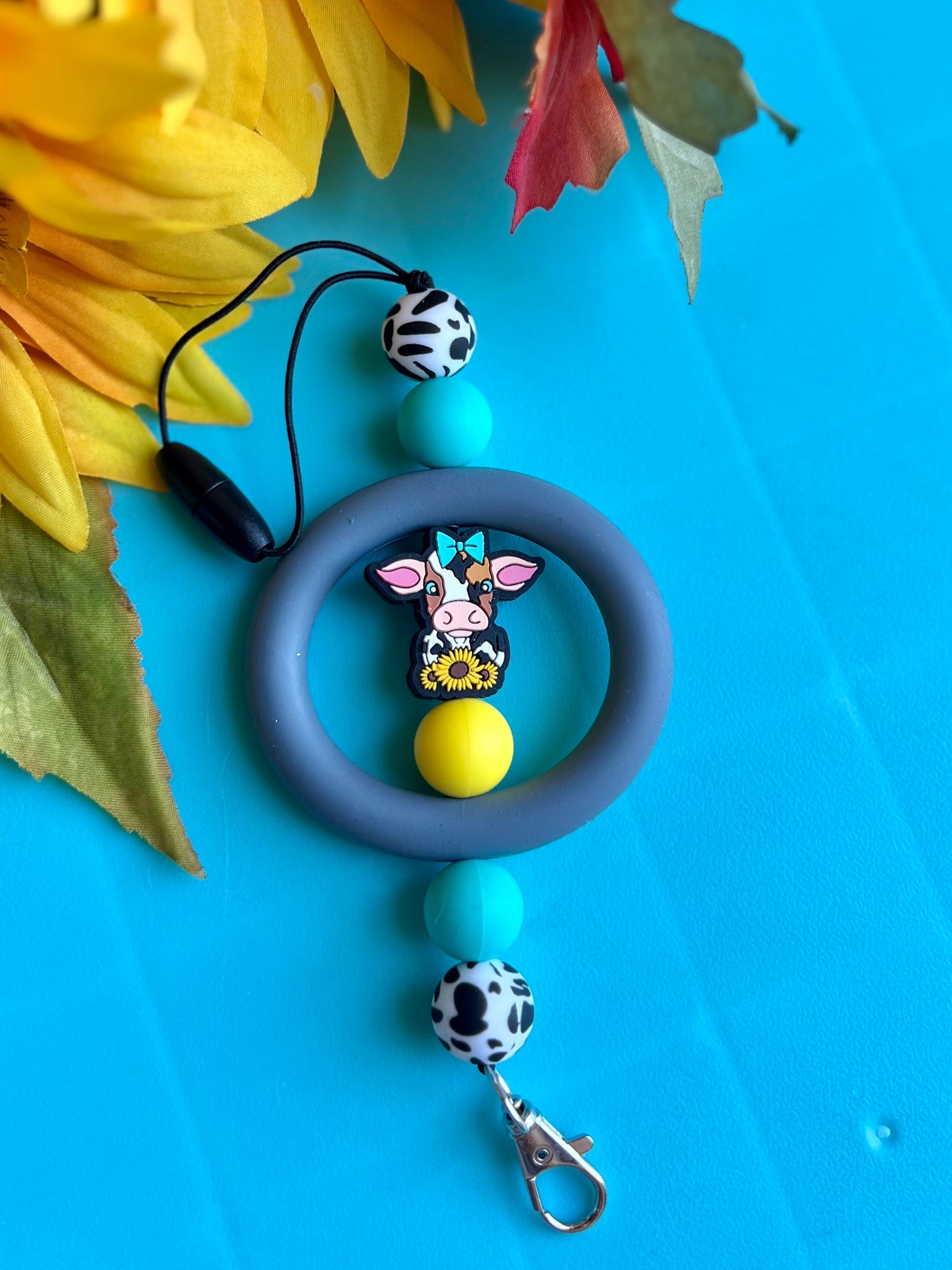 Sunflower Cow Car Charm