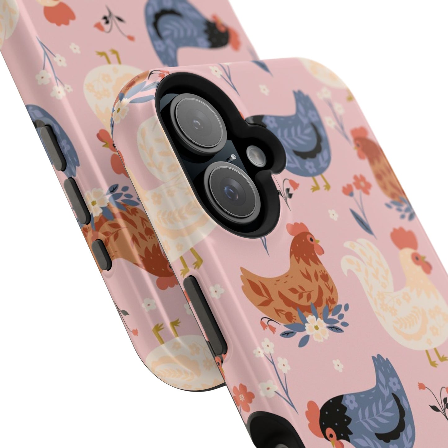 Chicken Pattern Magnetic Impact Phone Case — Cute Pastel Hen Design