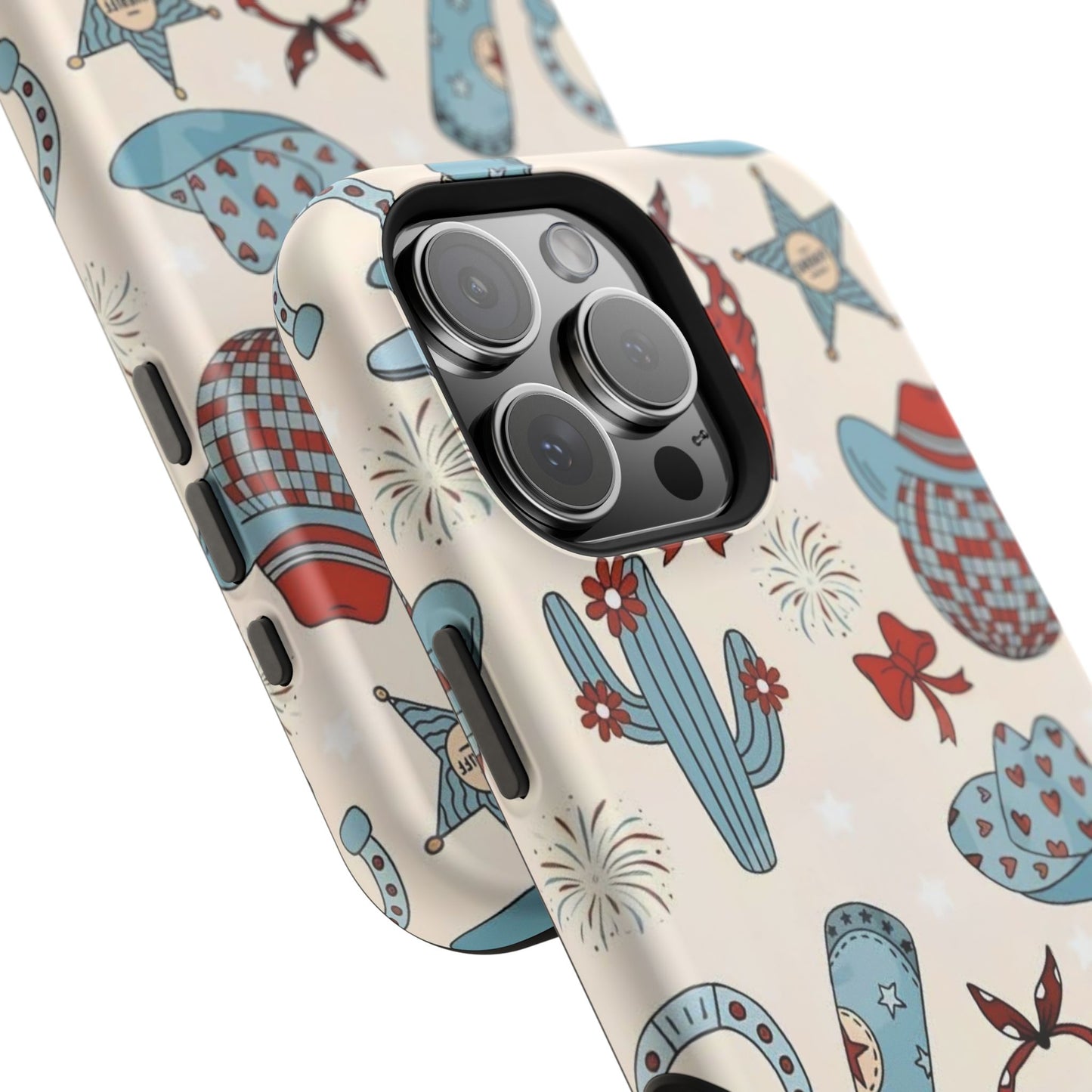 Western Country Pattern Phone Case — Cowboy Boots, Hats & Bandanas Magnetic Impact-Resistant Case