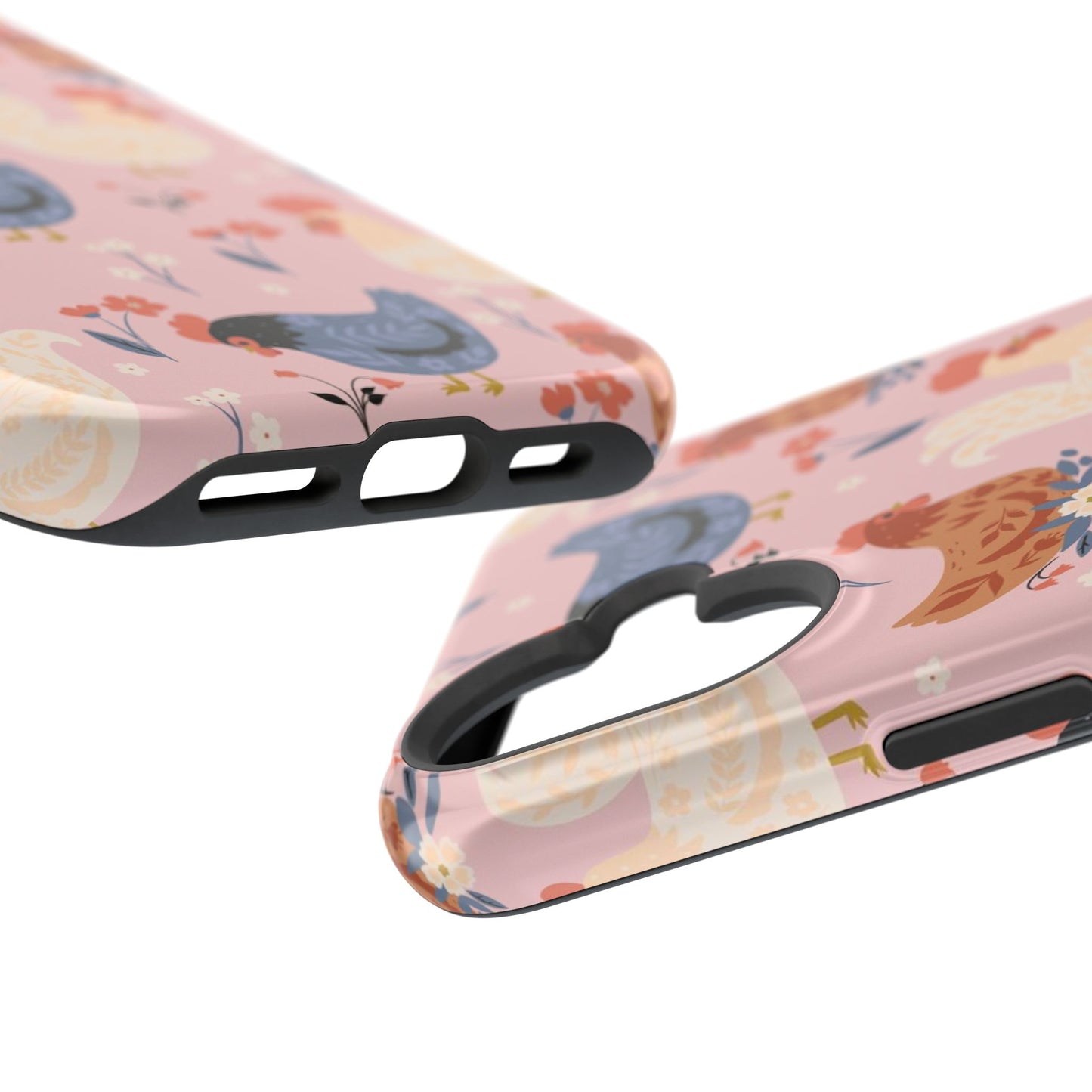 Chicken Pattern Magnetic Impact Phone Case — Cute Pastel Hen Design