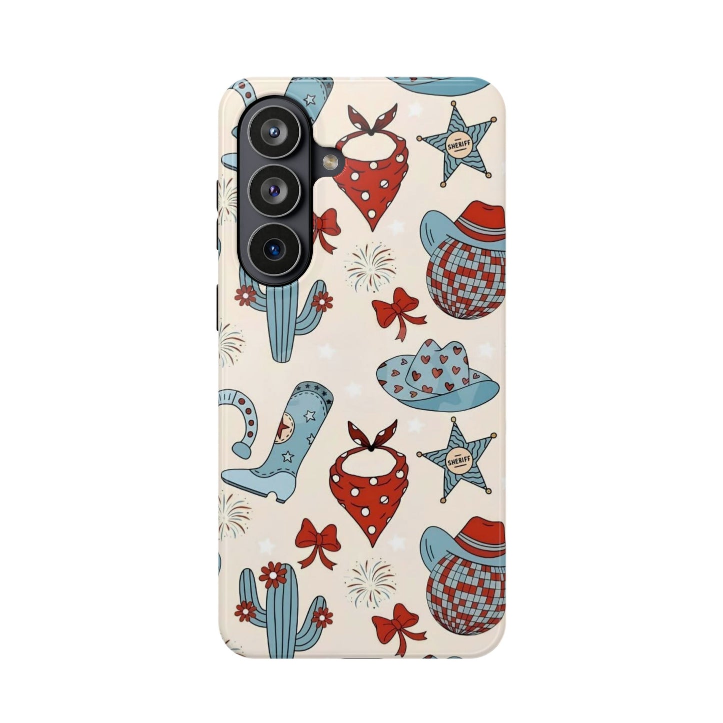 Western Country Pattern Phone Case — Cowboy Boots, Hats & Bandanas Magnetic Impact-Resistant Case