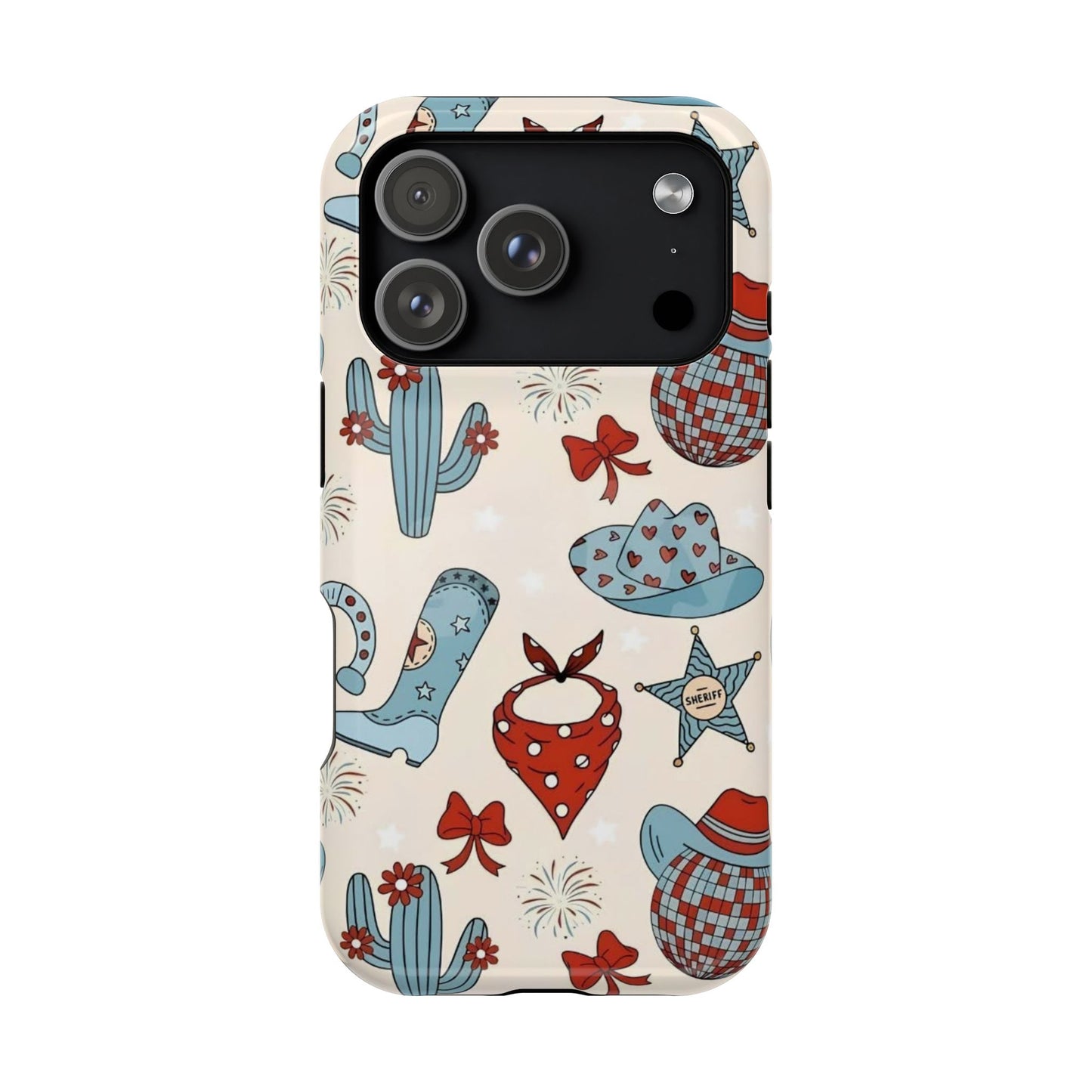 Western Country Pattern Phone Case — Cowboy Boots, Hats & Bandanas Magnetic Impact-Resistant Case