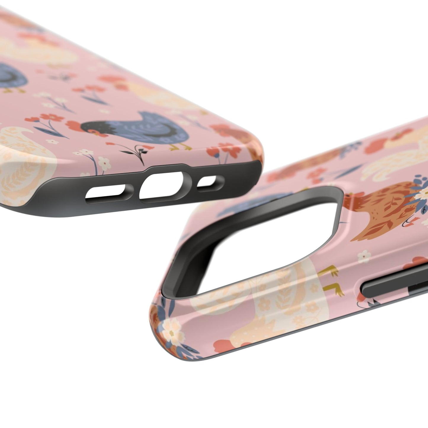 Chicken Pattern Magnetic Impact Phone Case — Cute Pastel Hen Design