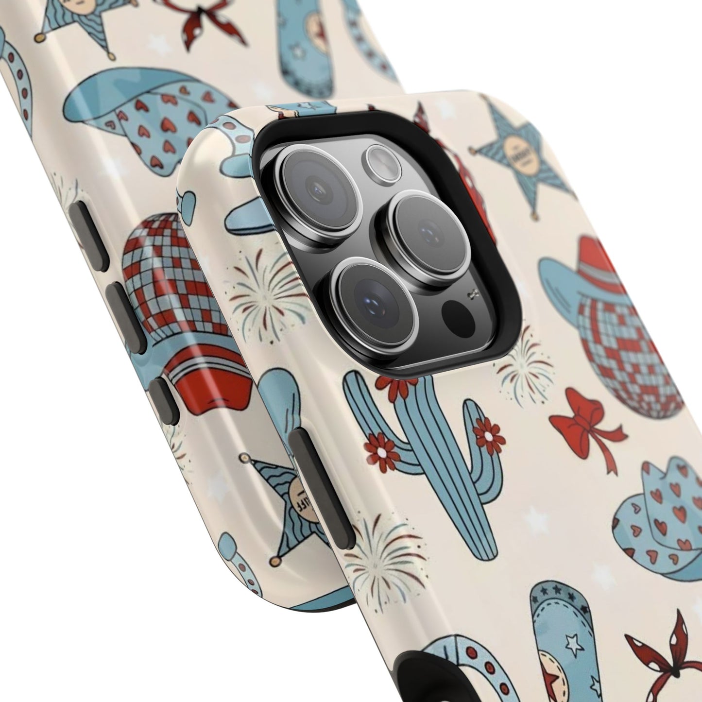 Western Country Pattern Phone Case — Cowboy Boots, Hats & Bandanas Magnetic Impact-Resistant Case