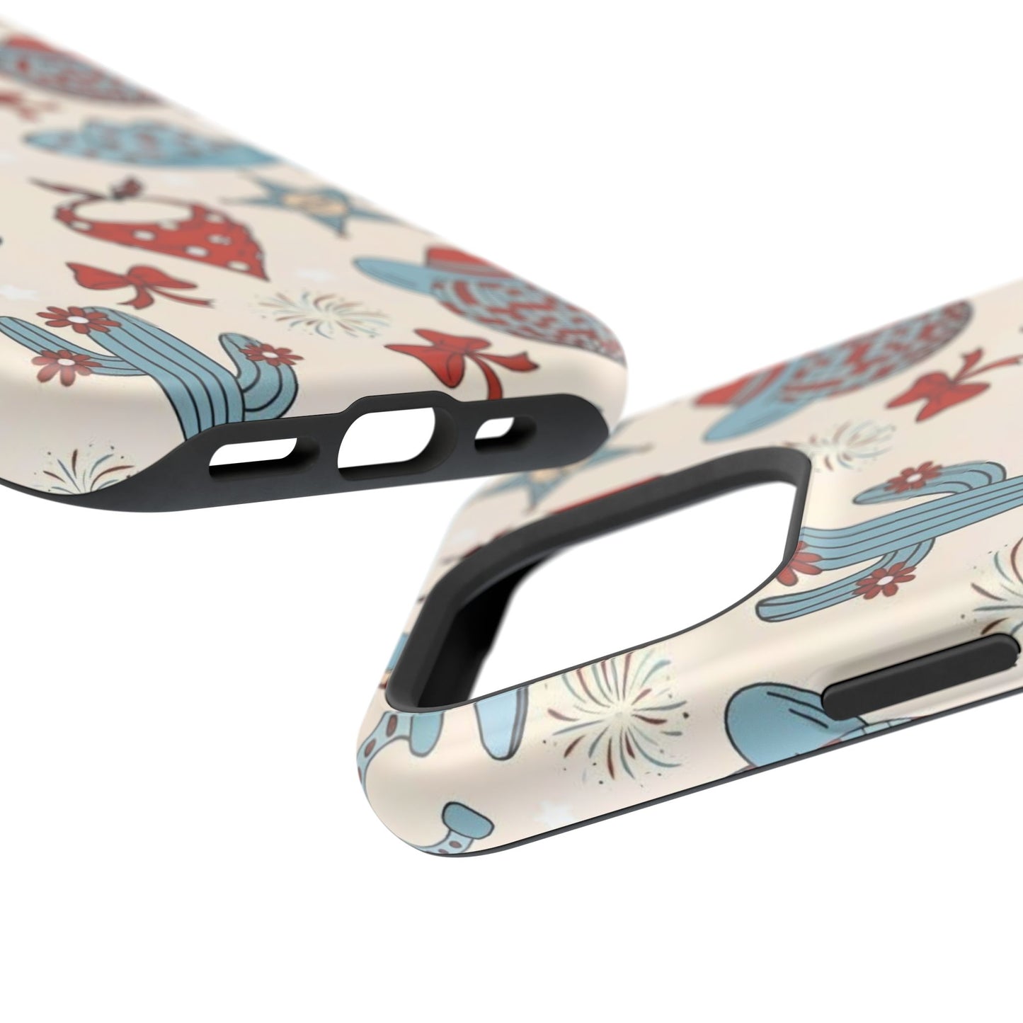 Western Country Pattern Phone Case — Cowboy Boots, Hats & Bandanas Magnetic Impact-Resistant Case