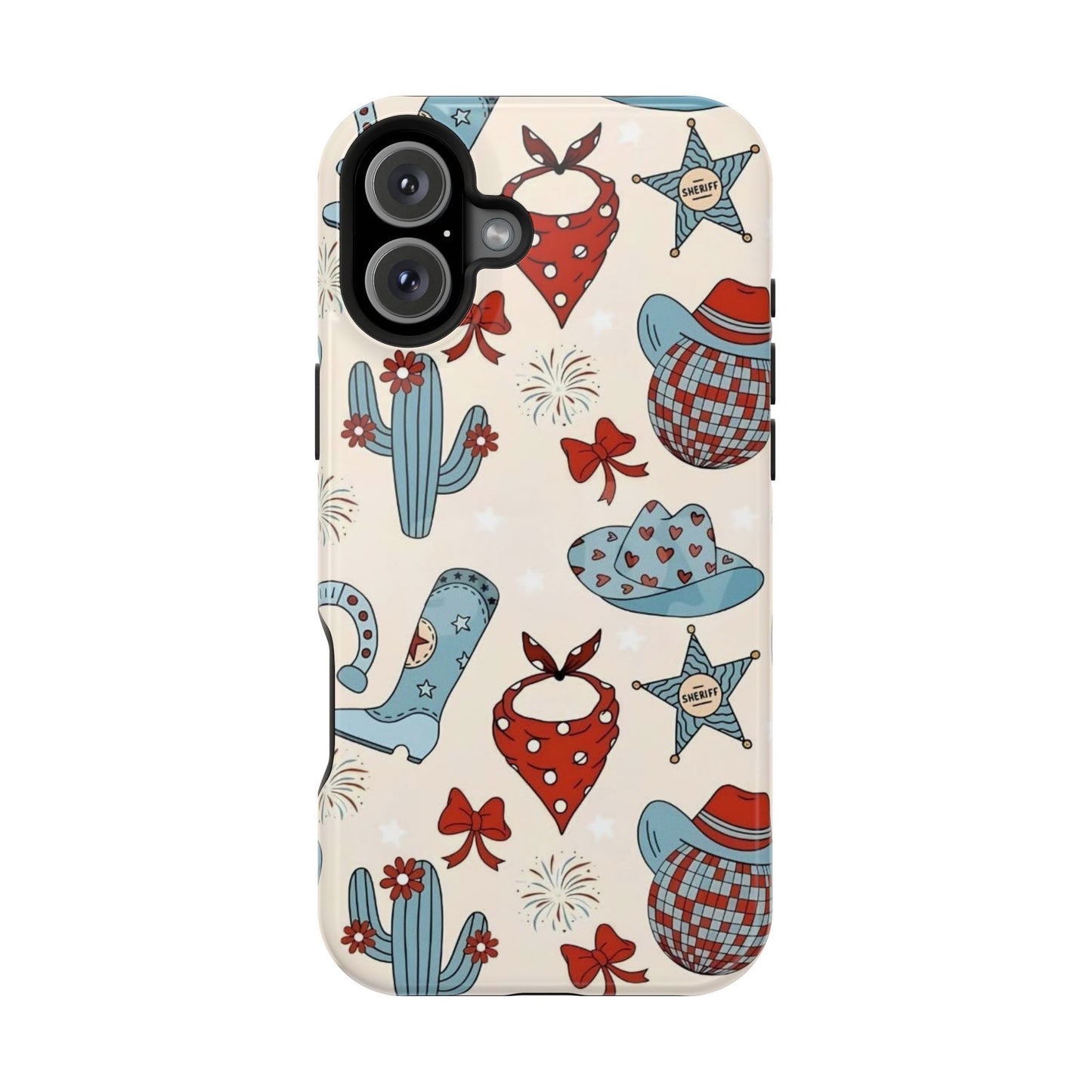 Western Country Pattern Phone Case — Cowboy Boots, Hats & Bandanas Magnetic Impact-Resistant Case