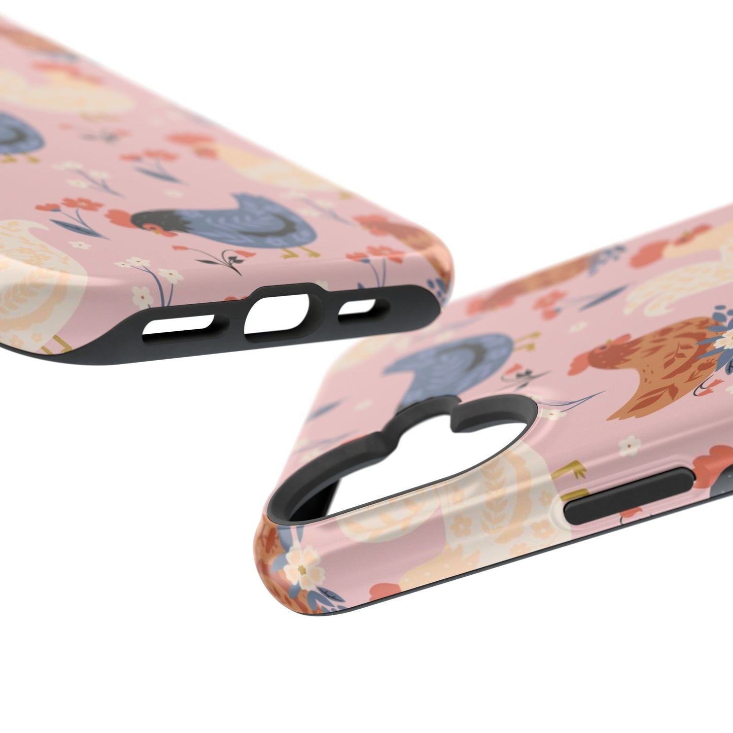 Chicken Pattern Magnetic Impact Phone Case — Cute Pastel Hen Design
