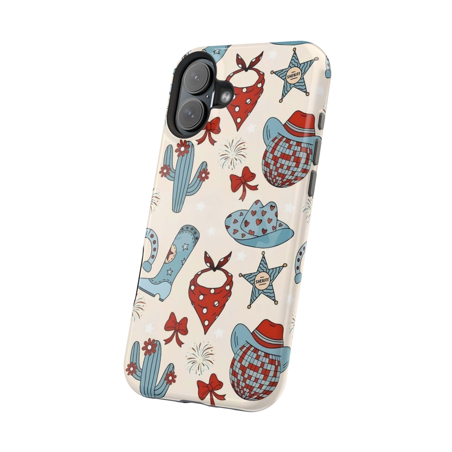 Western Country Pattern Phone Case — Cowboy Boots, Hats & Bandanas Magnetic Impact-Resistant Case